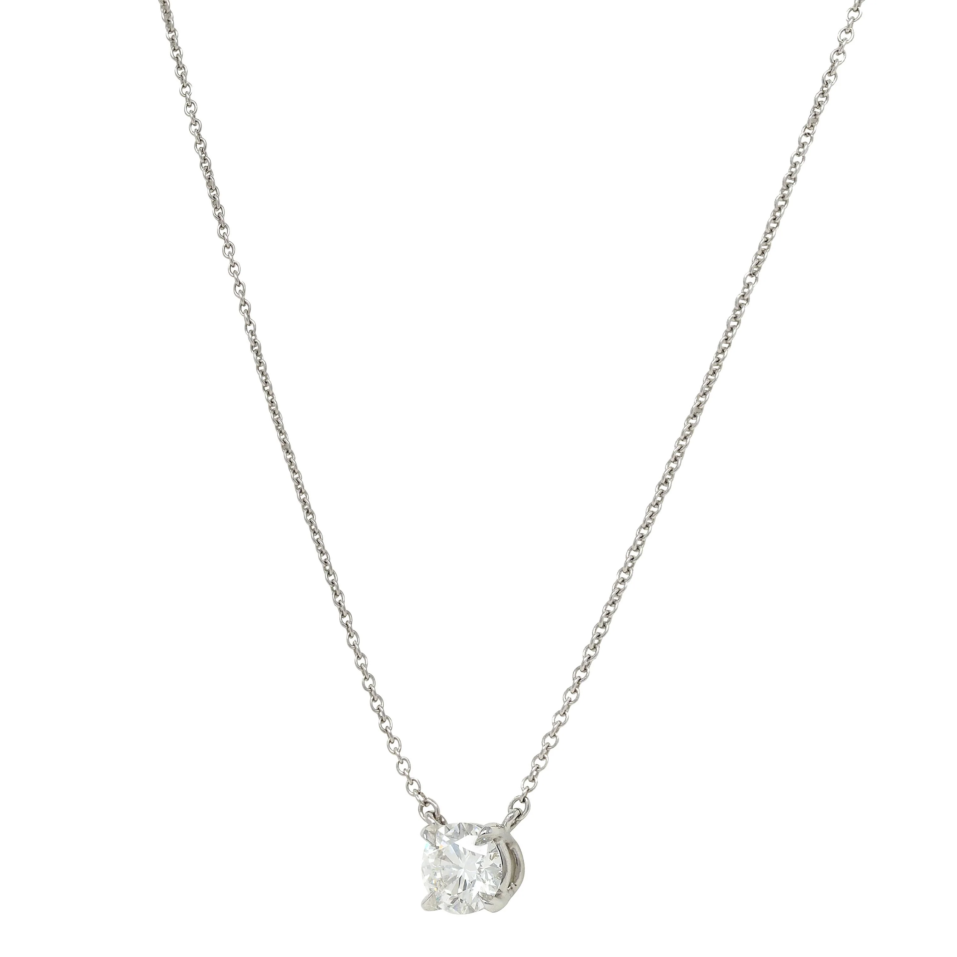 Elsa Peretti Tiffany & Co. 1990's 0.96 CTW Diamond Platinum Vintage Solitaire Station Necklace - Image 7