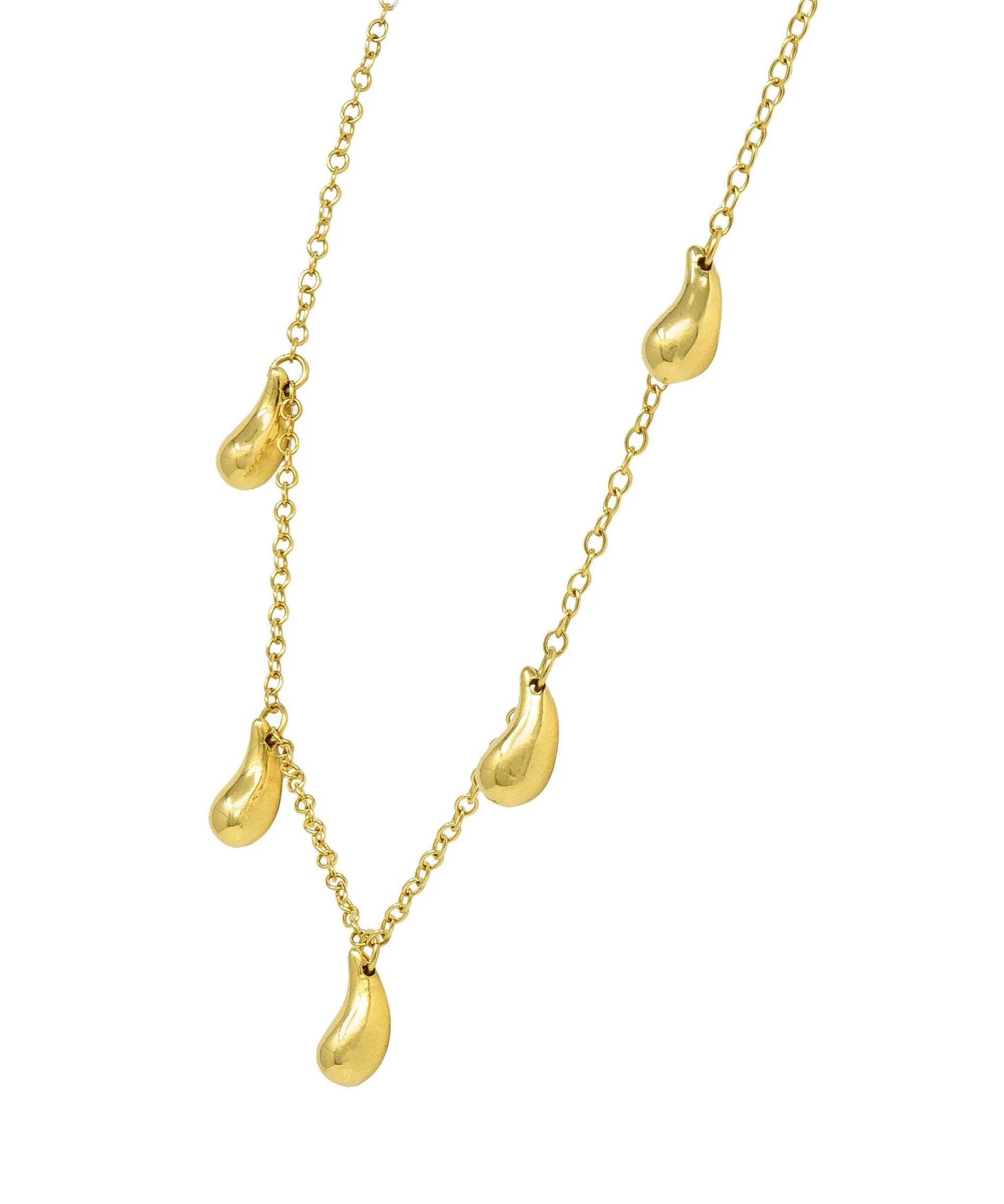 Elsa Peretti Tiffany & Co. 1990's 18 Karat Yellow Gold Vintage Five Teardrop Fringe Necklace - Image 4