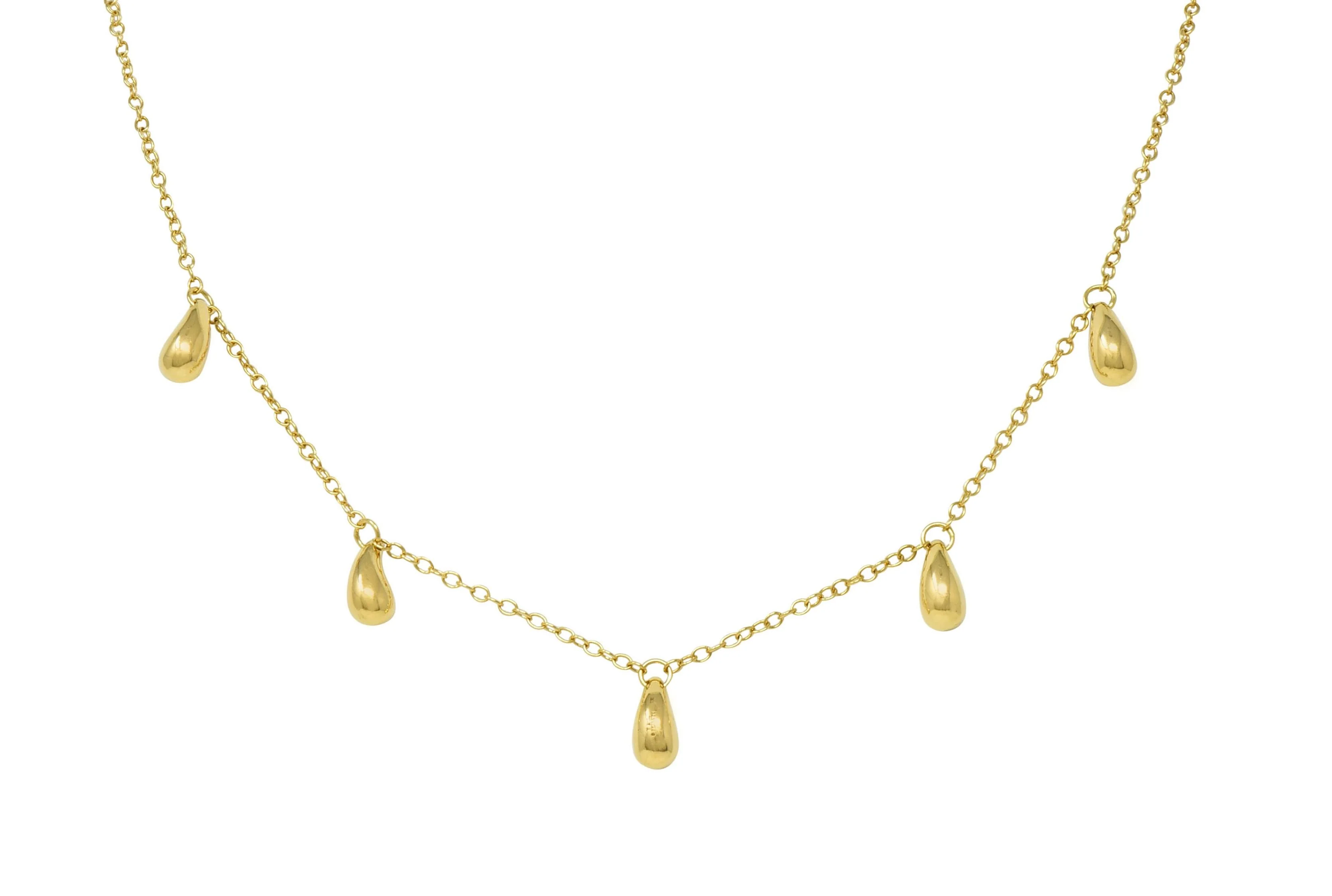 Elsa Peretti Tiffany & Co. 1990's 18 Karat Yellow Gold Vintage Five Teardrop Fringe Necklace - Image 5
