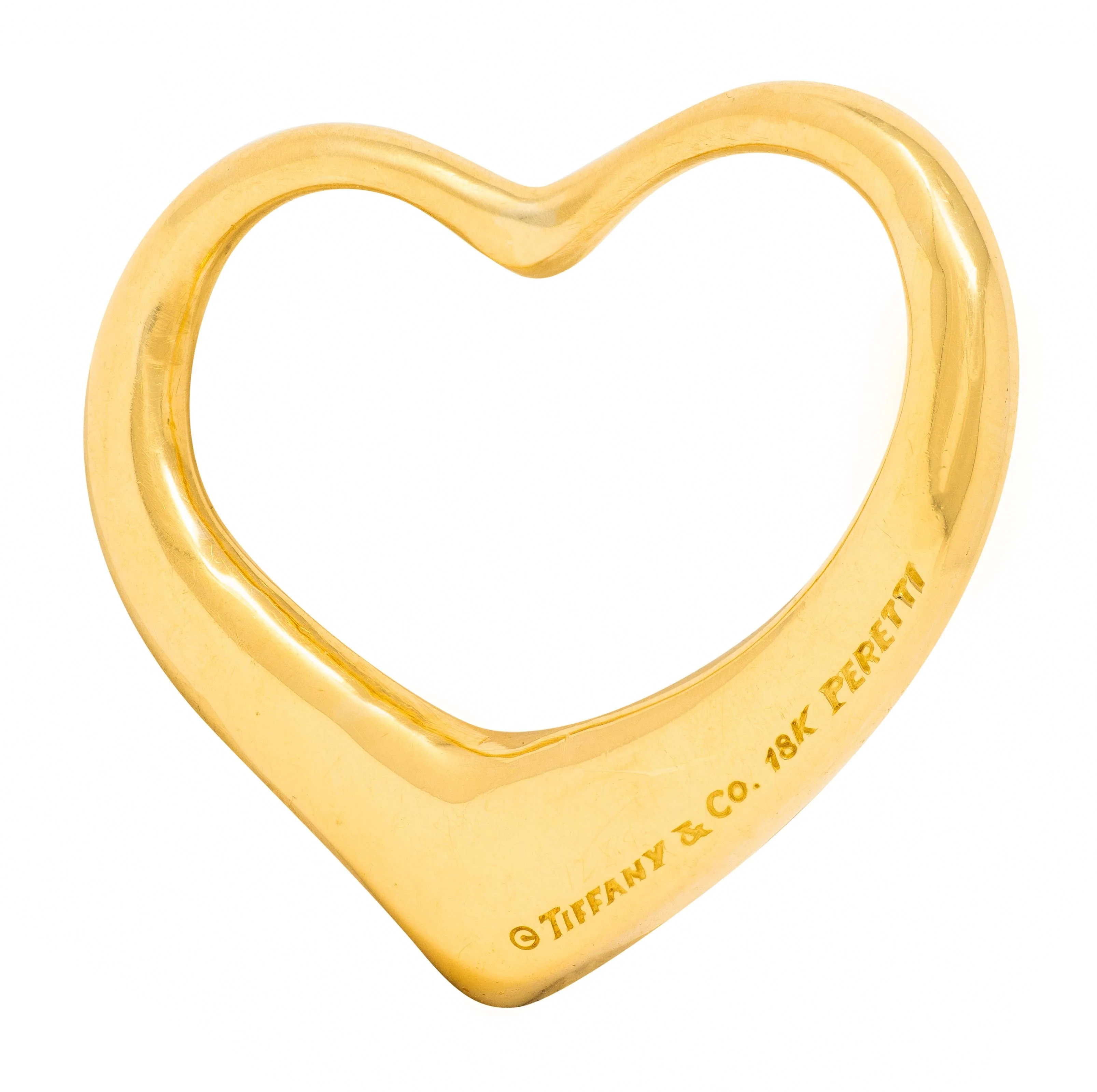 Elsa Peretti Tiffany & Co. 1990's 18 Karat Yellow Gold Vintage Open Heart Pendant - Image 3