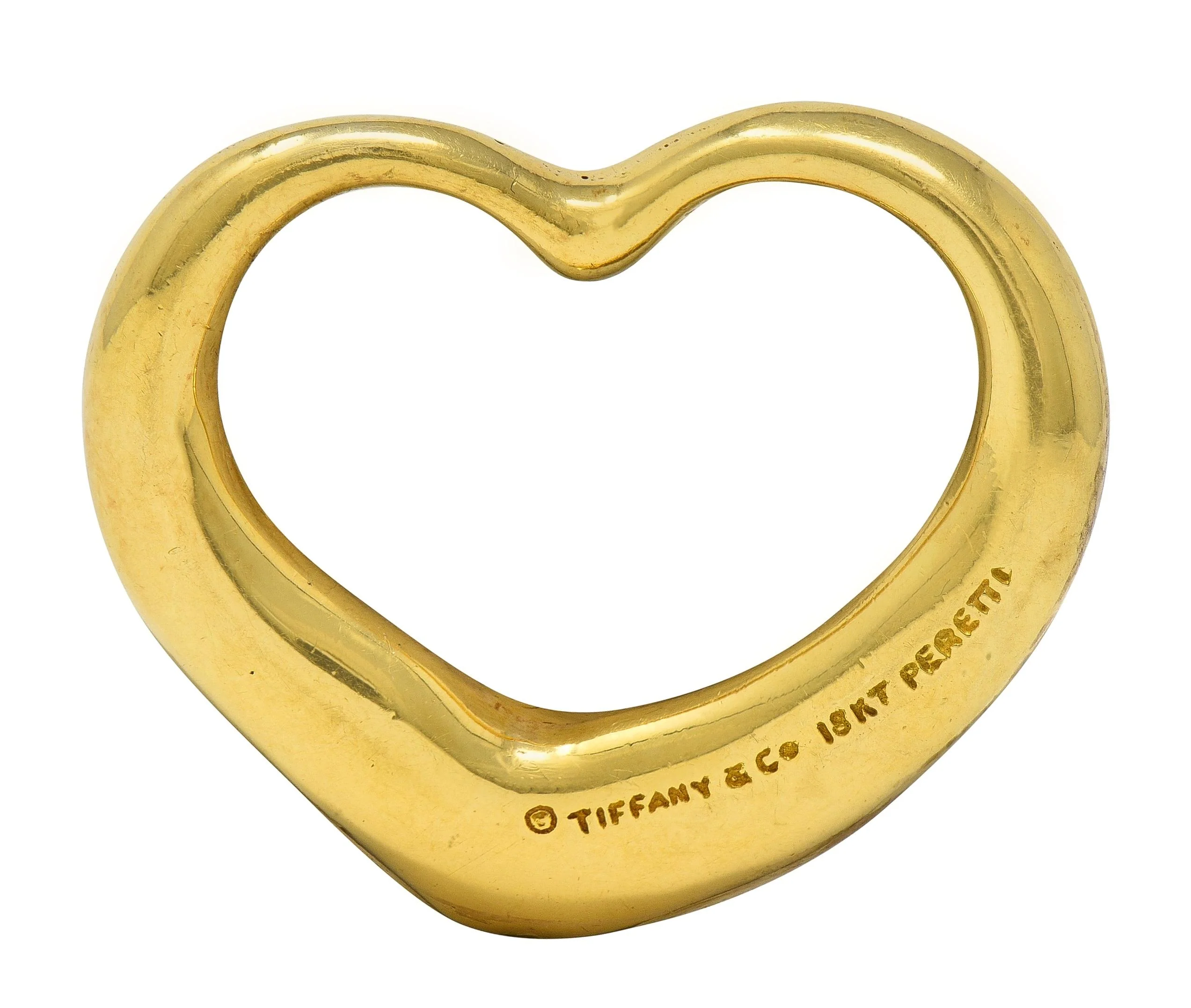 Elsa Peretti Tiffany & Co. 1990's 18 Karat Yellow Gold Vintage Open Heart Pendant - Image 3