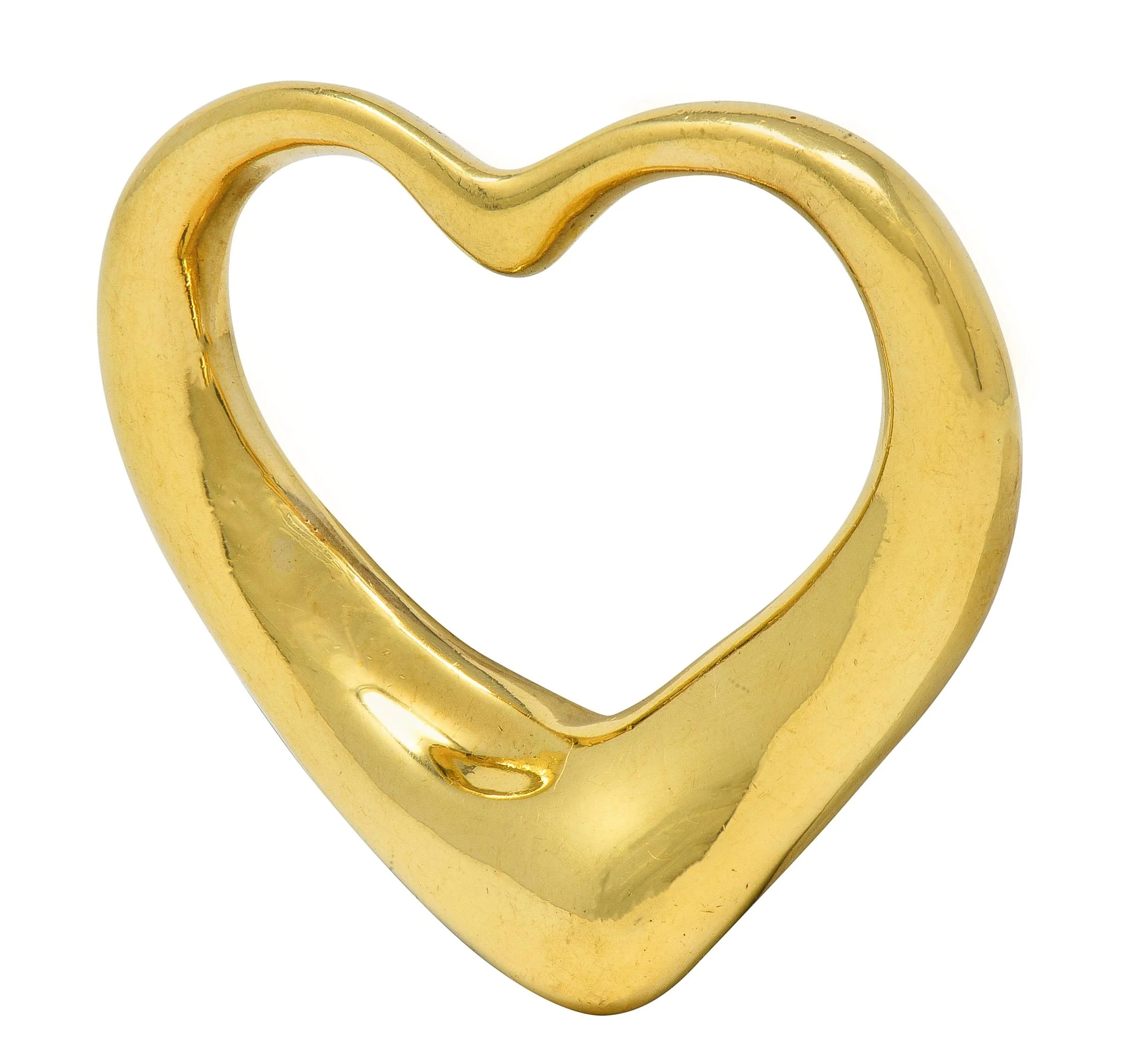Elsa Peretti Tiffany & Co. 1990's 18 Karat Yellow Gold Vintage Open Heart Pendant - Image 8