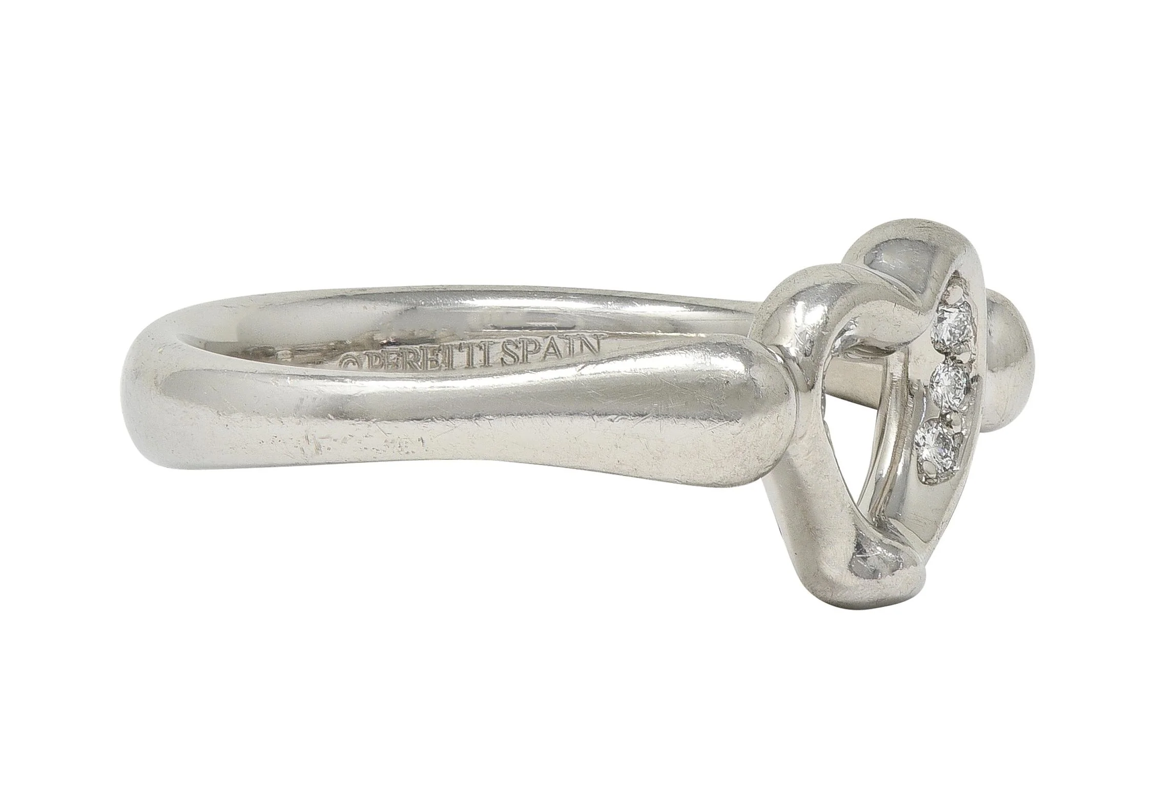 Elsa Peretti Tiffany & Co. 1990s's Diamond Platinum Open Heart Band Ring - Image 2