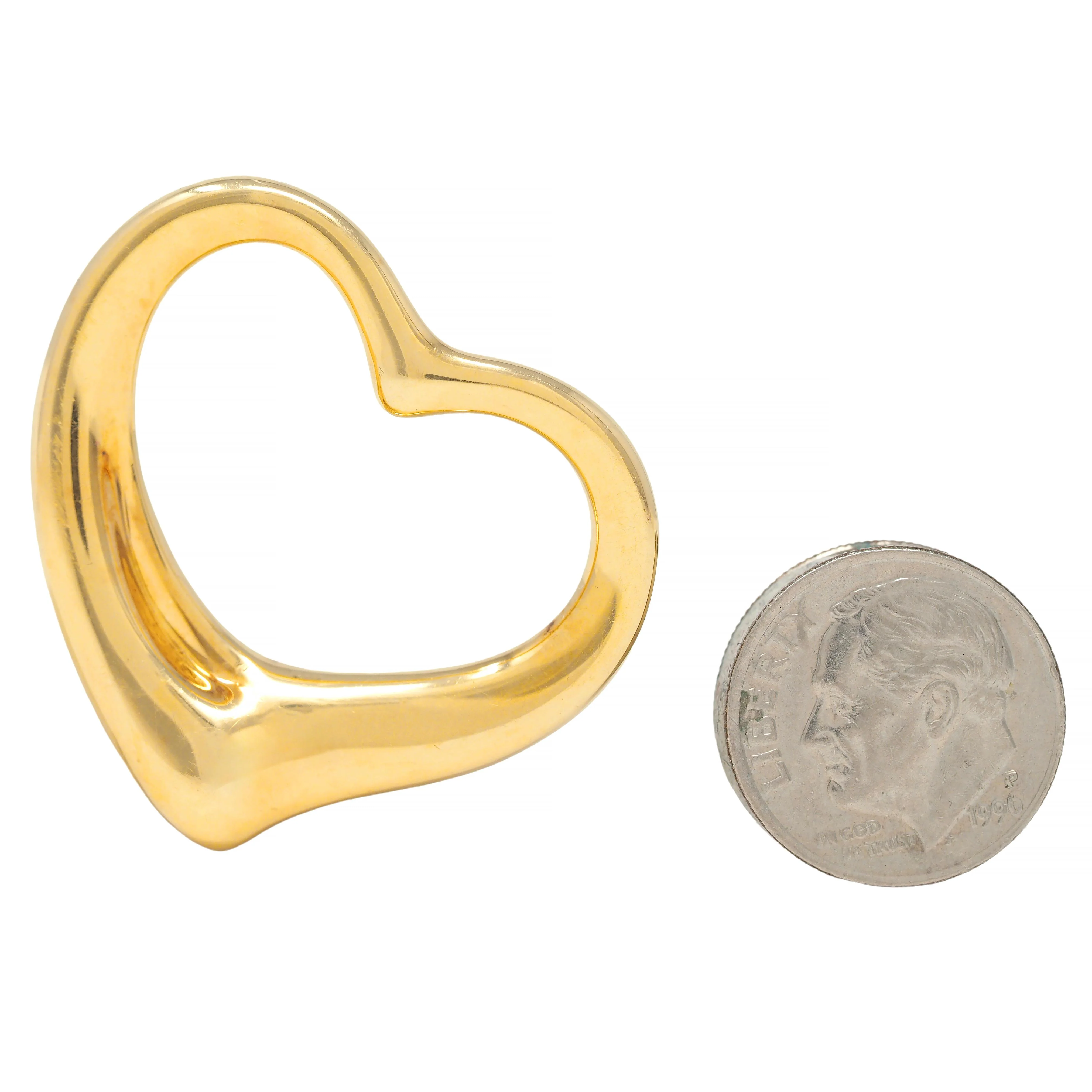 Elsa Peretti Tiffany & Co. 2000's 18 Karat Yellow Gold Large Open Heart Pendant - Image 6