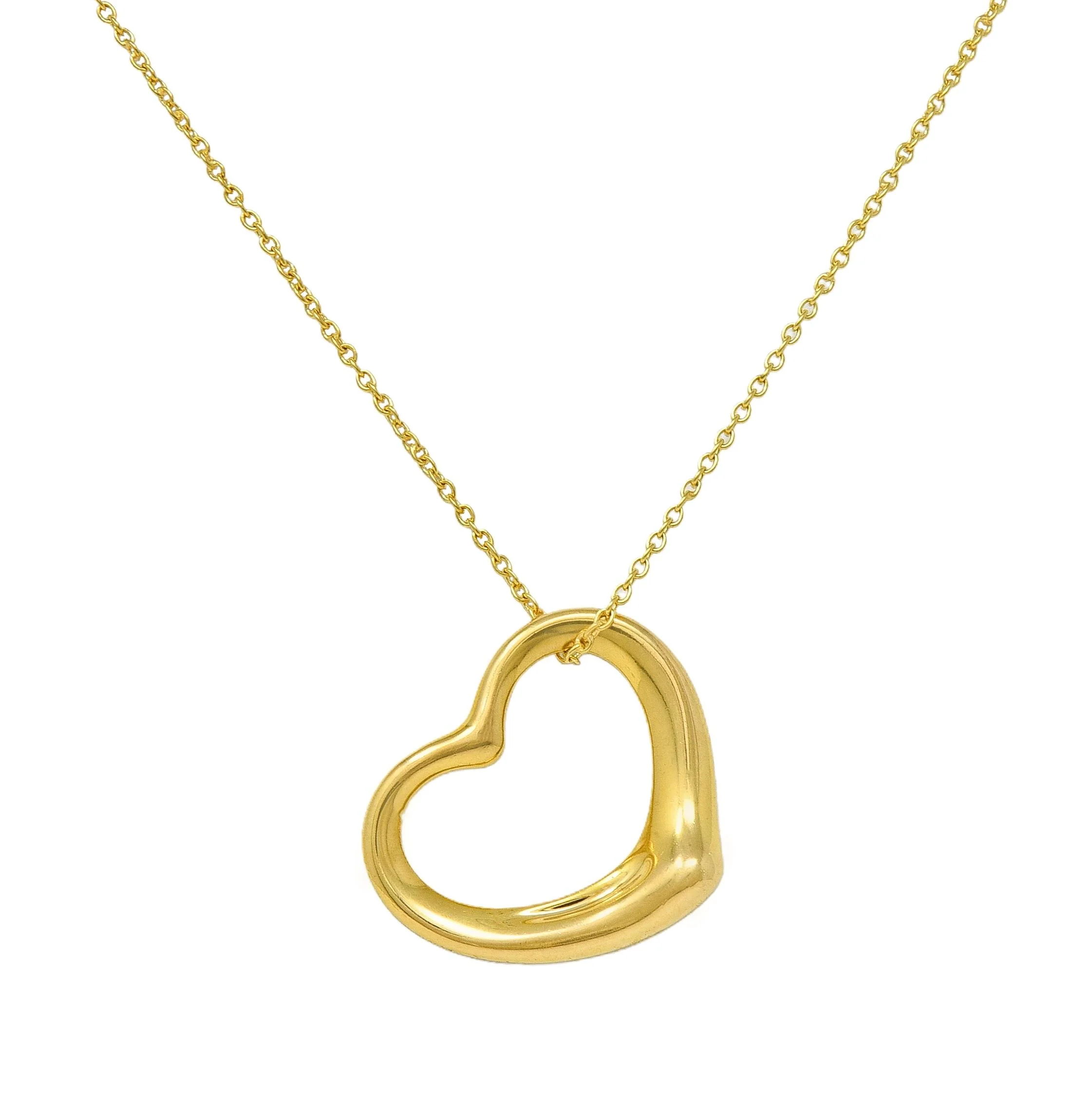 Elsa Peretti Tiffany & Co. 2000's 18 Karat Yellow Gold Open Heart Pendant Necklace