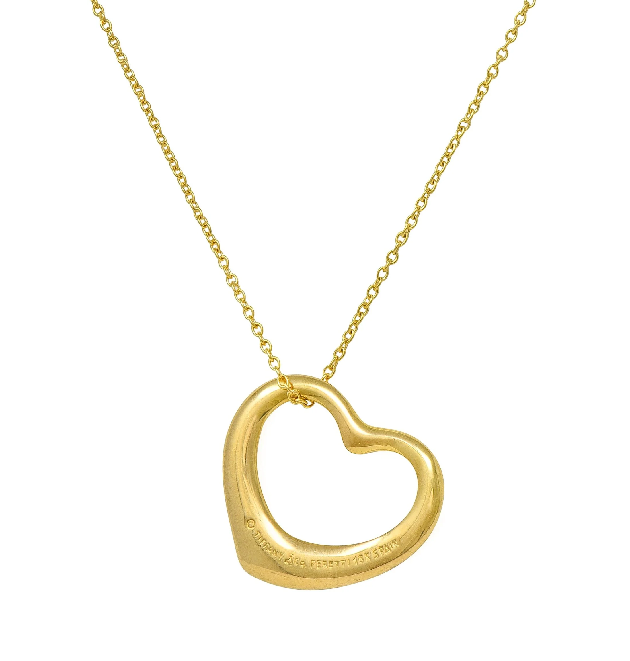 Elsa Peretti Tiffany & Co. 2000's 18 Karat Yellow Gold Open Heart Pendant Necklace - Image 5