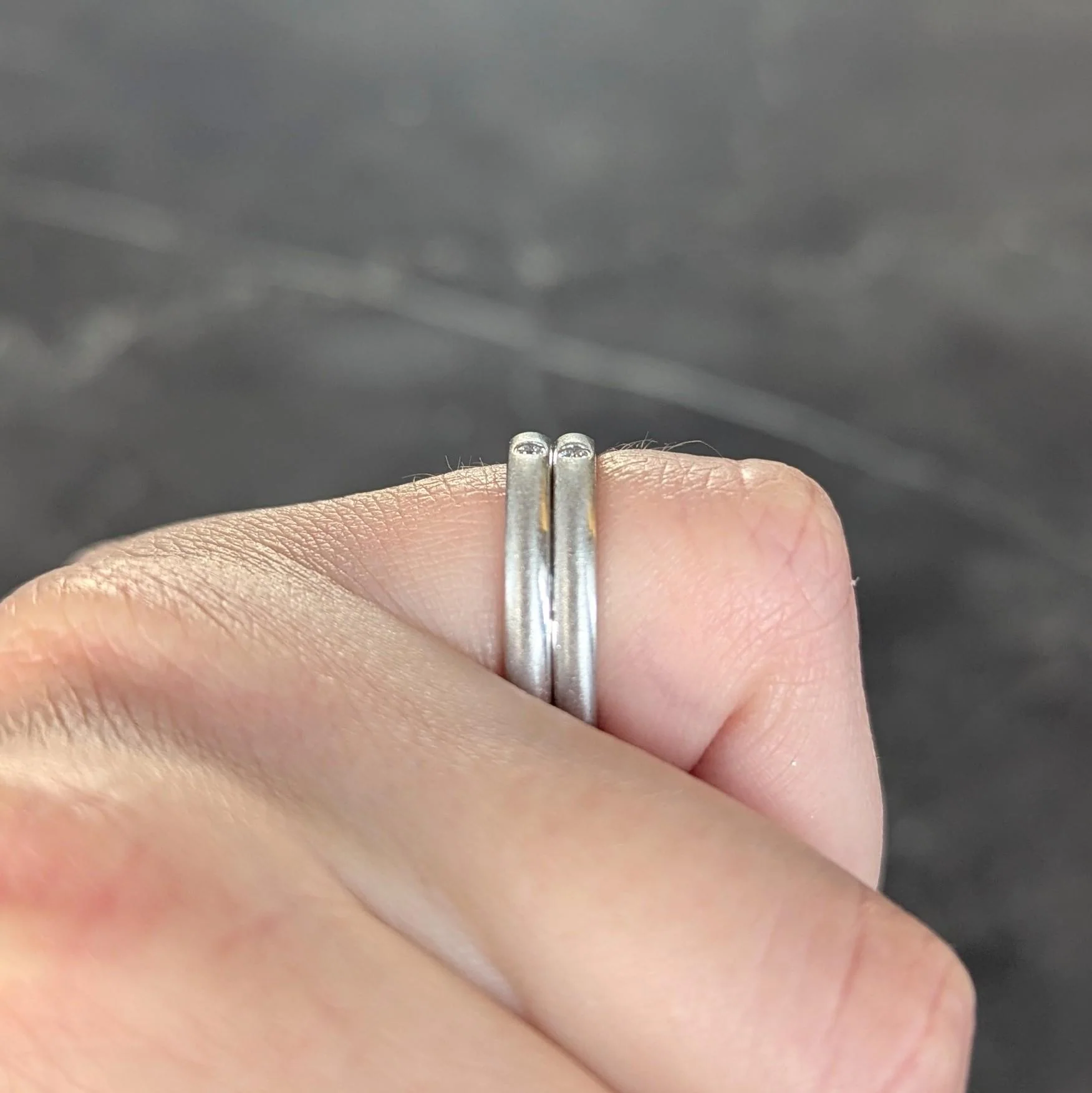 Elsa Peretti Tiffany & Co. 2000's Diamond Platinum Stacked Flush Set Band Ring - Image 8