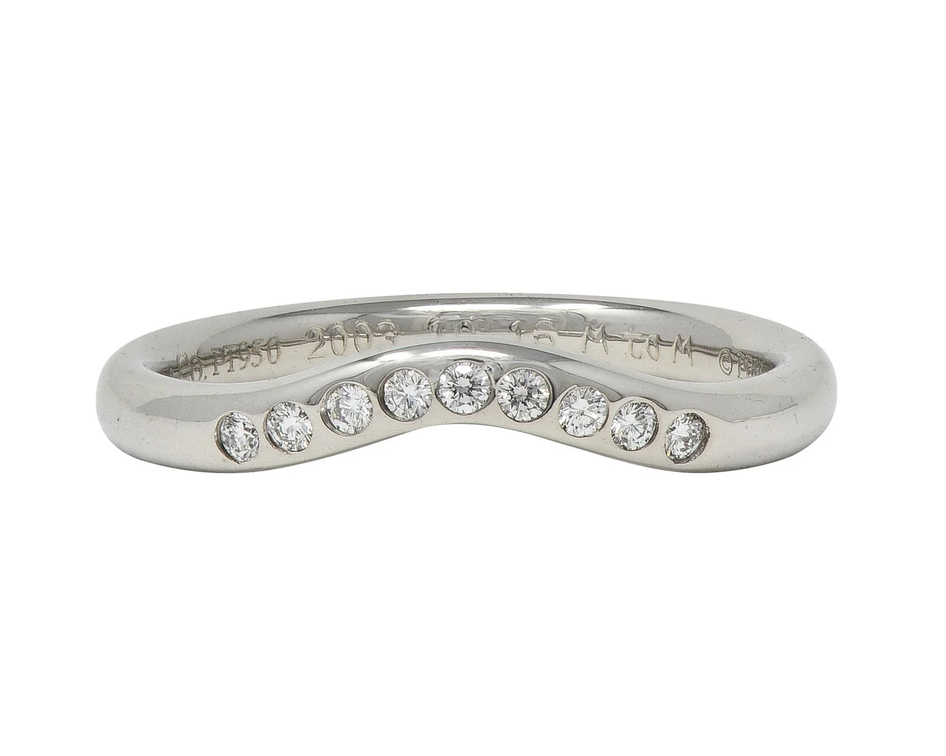 Elsa Peretti Tiffany & Co. 2003 Diamond Platinum Contour Wedding Band Ring
