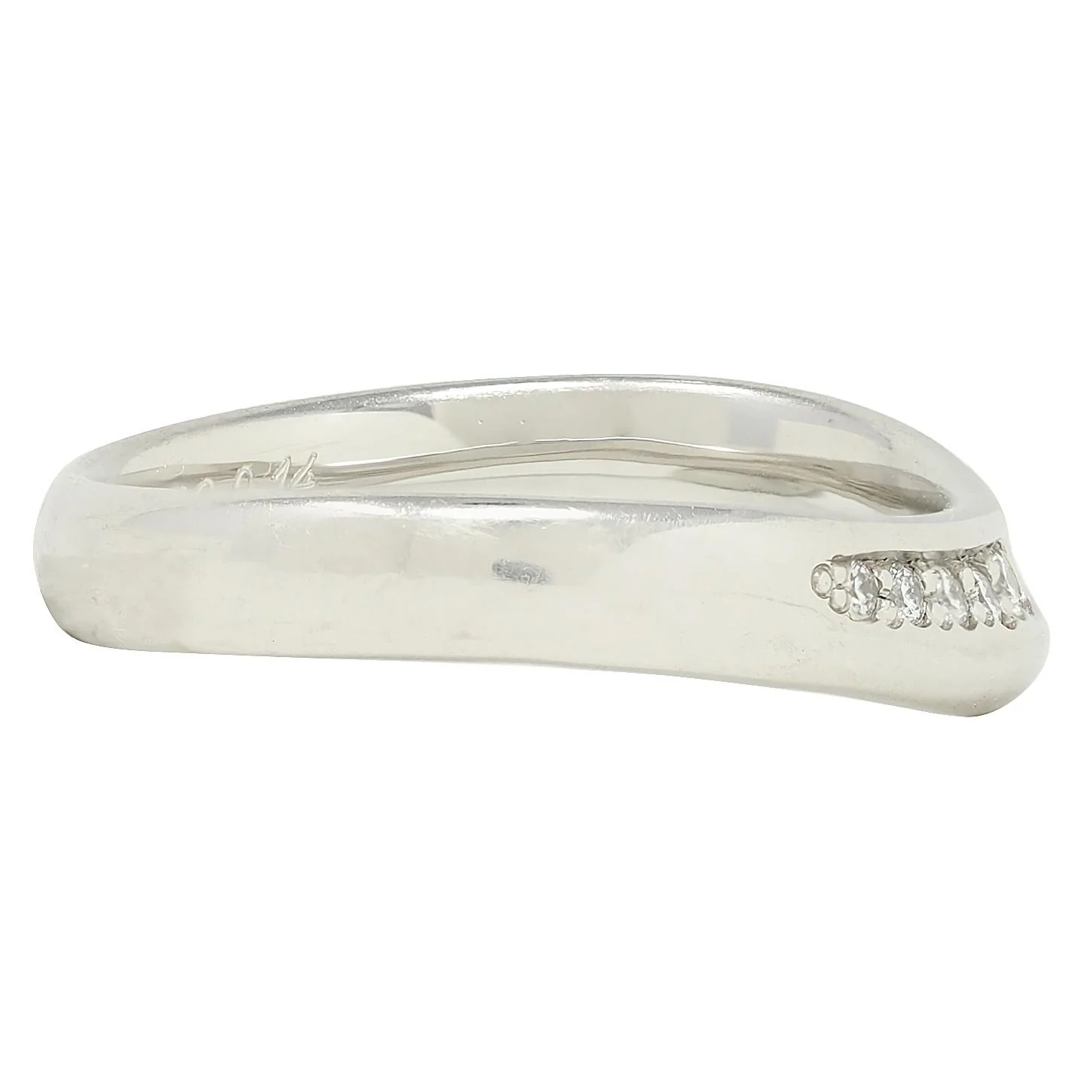 Elsa Peretti Tiffany & Co. 2020 Diamond Platinum Contour Open Heart Wedding Band Ring - Image 2