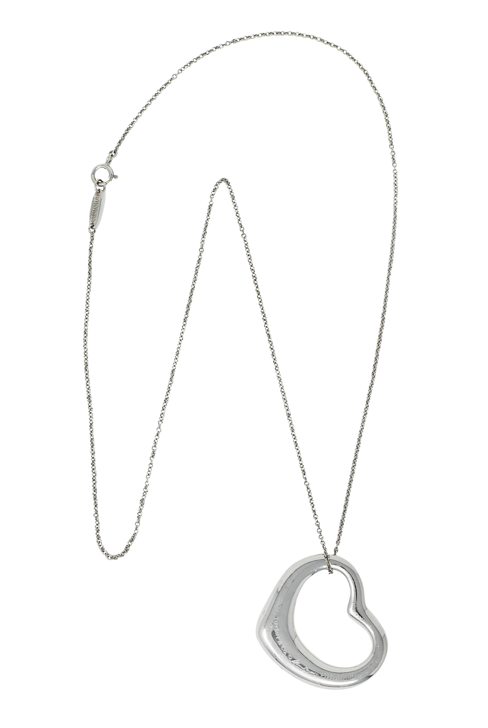 Elsa Peretti Tiffany & Co. 3.00 CTW Diamond Platinum 28MM Open Heart Pendant Necklace - Image 11