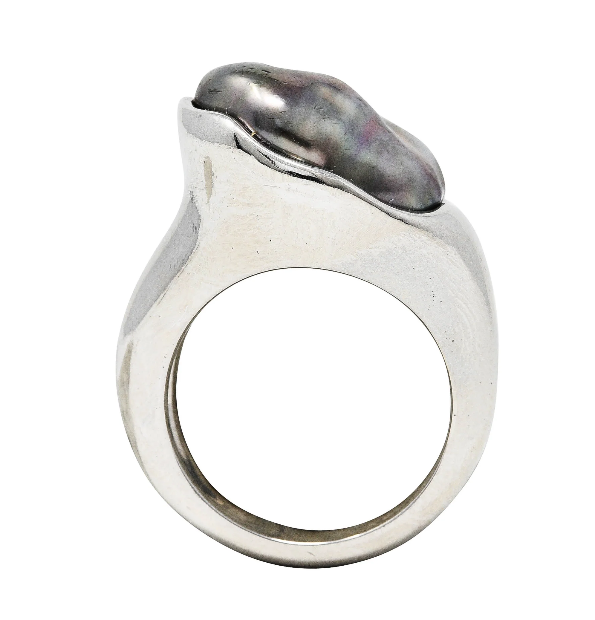 Elsa Peretti Tiffany & Co. Baroque Tahitian Pearl Platinum Ring