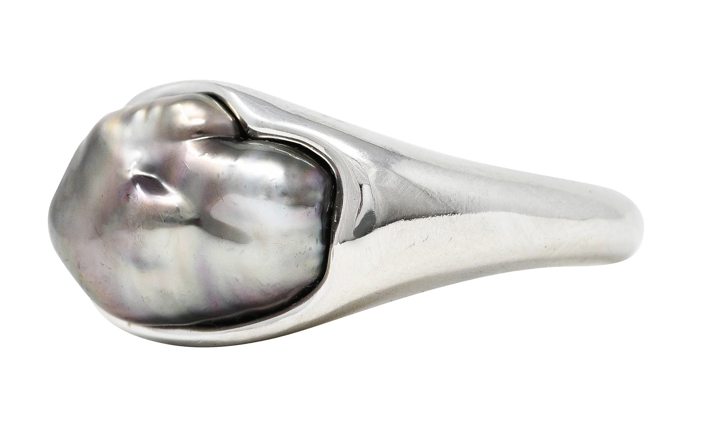 Elsa Peretti Tiffany & Co. Baroque Tahitian Pearl Platinum Ring - Image 8
