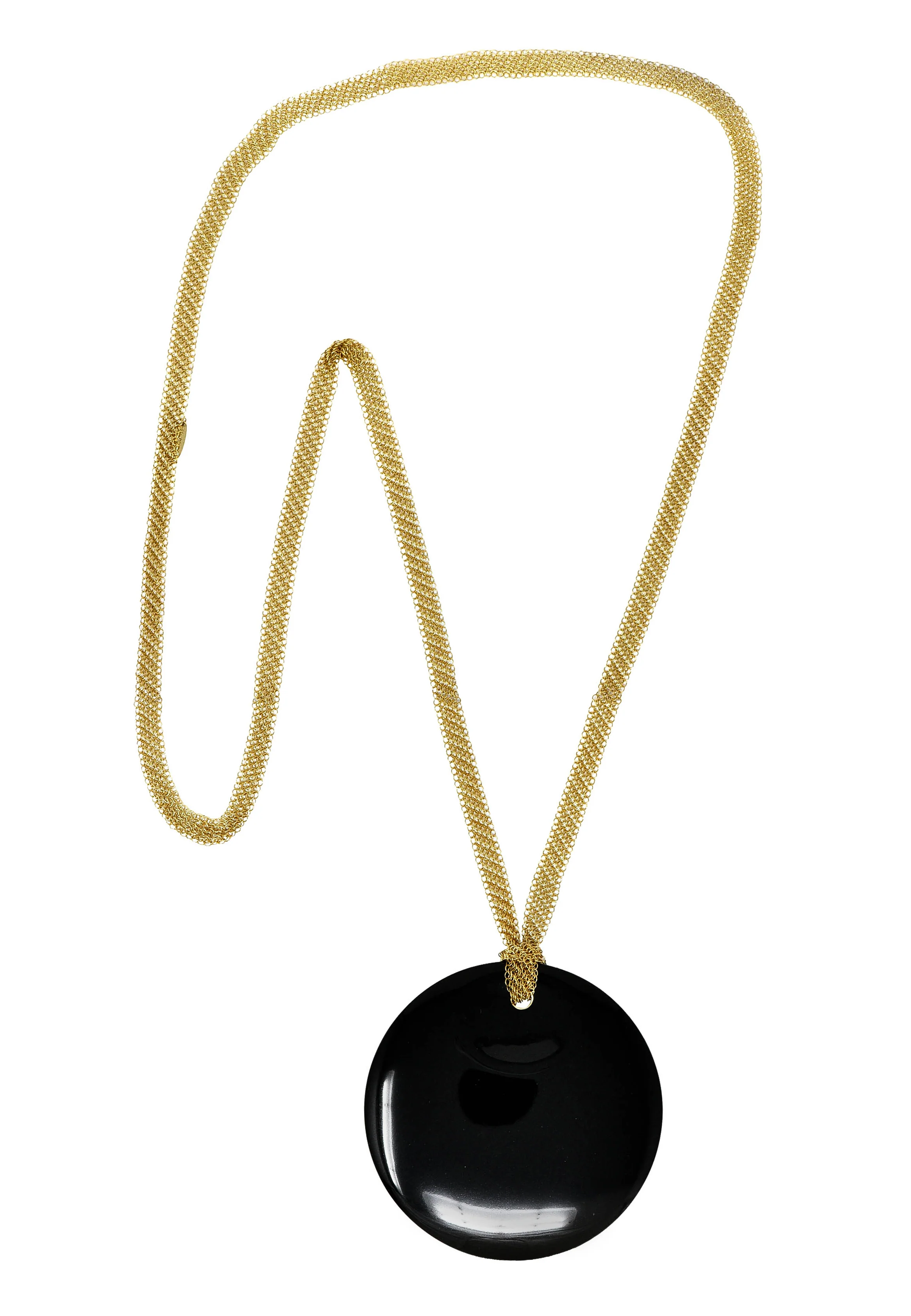 Elsa Peretti Tiffany & Co. Black Nephrite Jade 18 Karat Gold Touchstone Pendant Necklace - Image 2