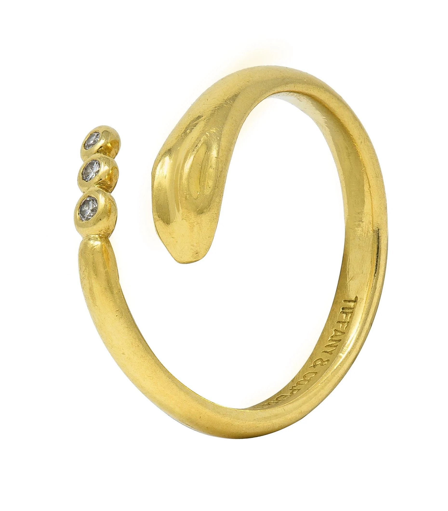 Elsa Peretti Tiffany & Co. Diamond 18 Karat Yellow Gold Snake Bypass Ring - Image 2