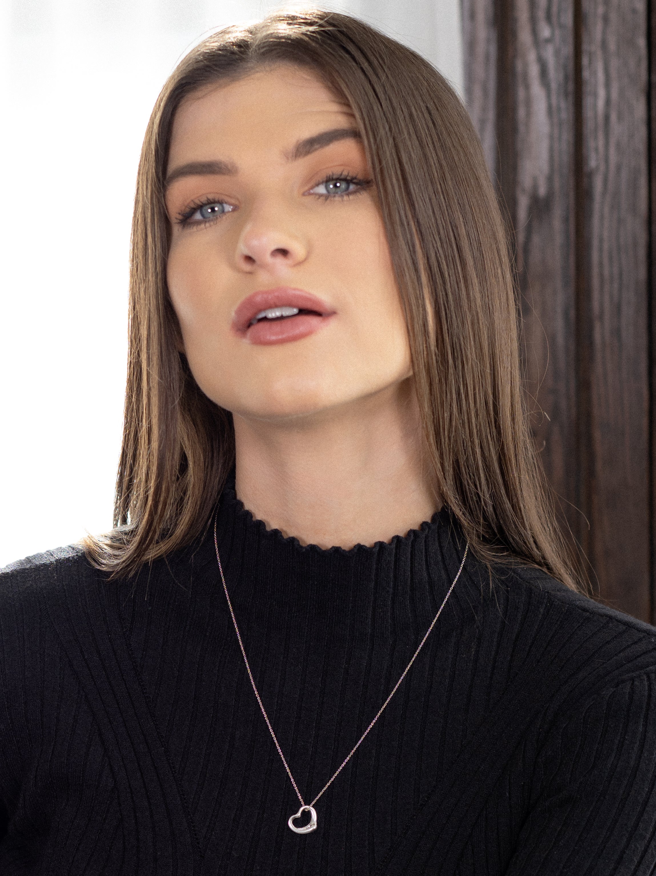 Elsa Peretti Tiffany & Co. Diamond Platinum Open Heart Pendant Necklace - Image 14
