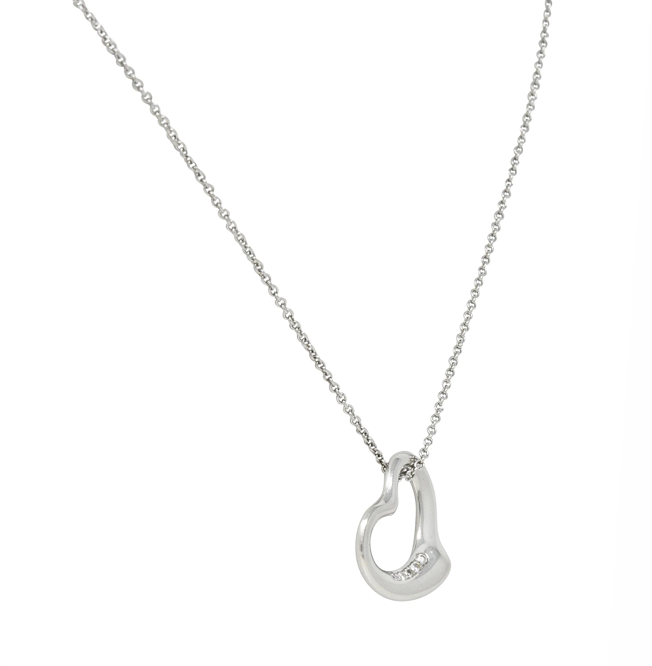 Elsa Peretti Tiffany & Co. Diamond Platinum Open Heart Pendant Necklace - Image 6