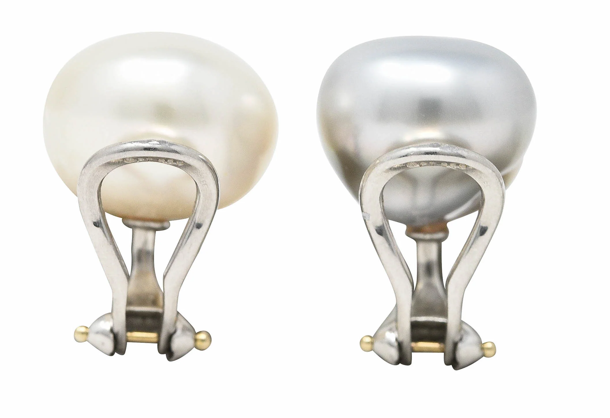 Elsa Peretti Tiffany & Co Keshi Pearl 18 Karat White Gold Mismatched Ear-Clip Earrings - Image 3