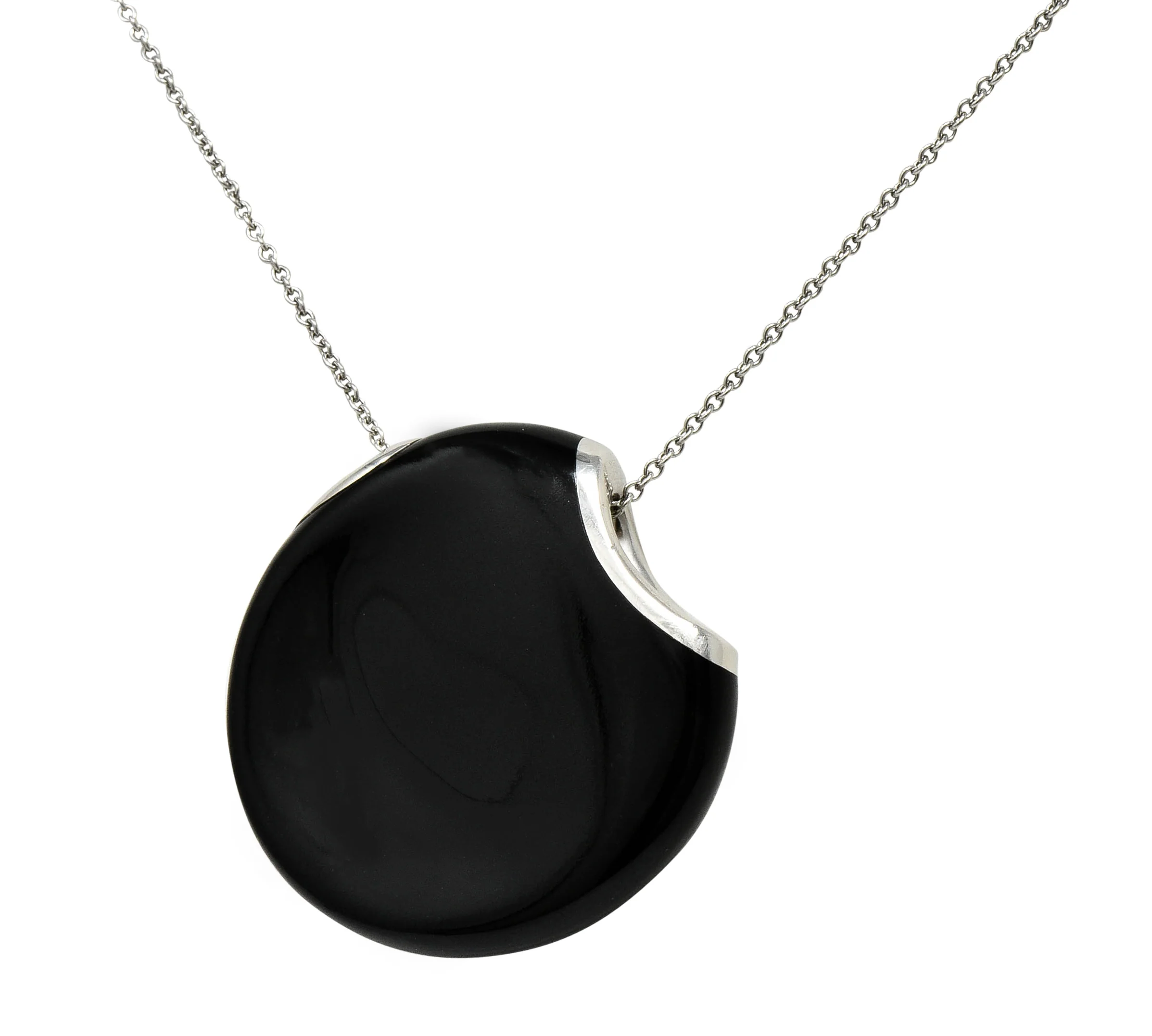 Elsa Peretti Tiffany & Co. Onyx Platinum Touchstone Pendant Necklace - Image 10