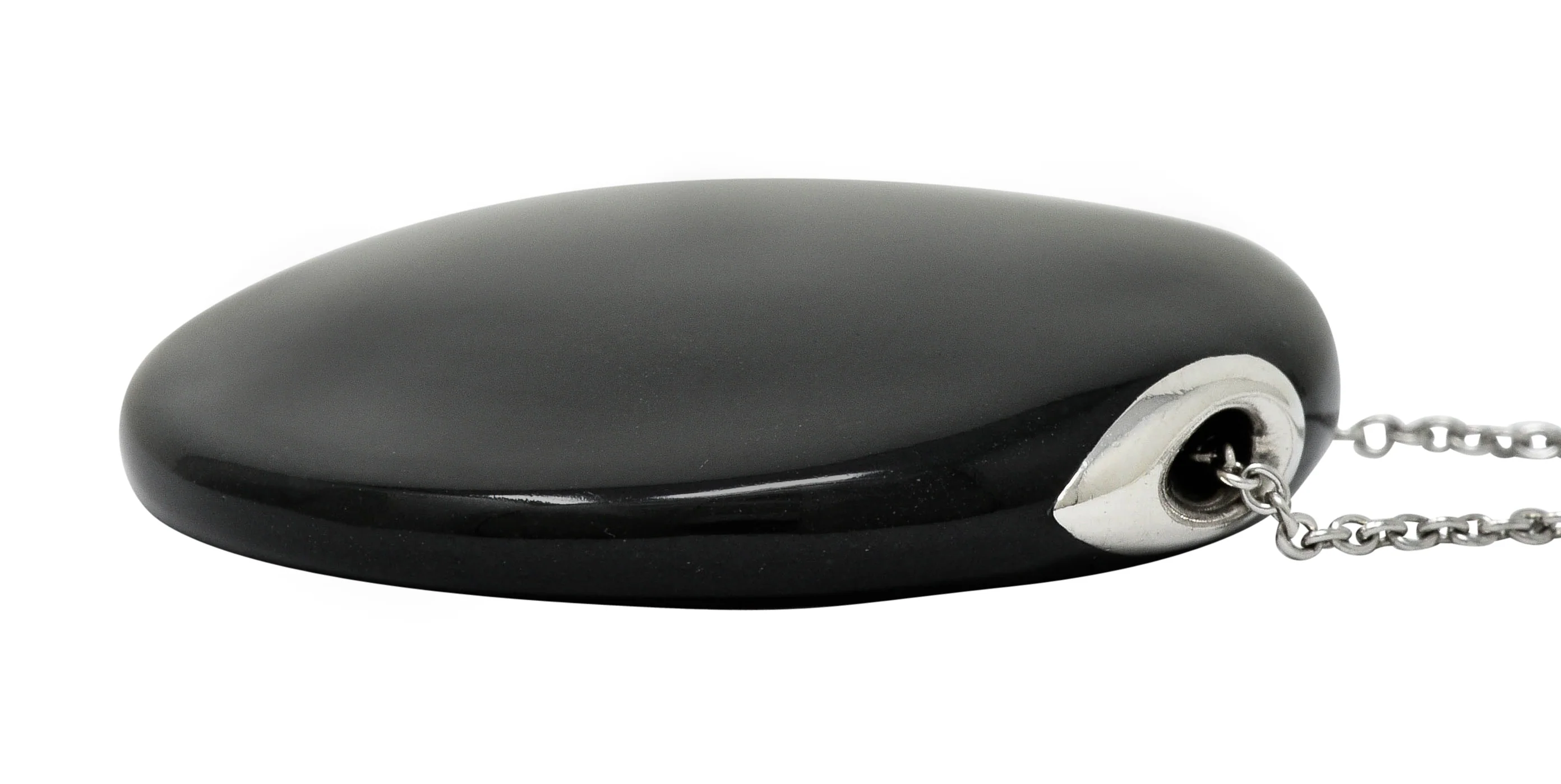 Elsa Peretti Tiffany & Co. Onyx Platinum Touchstone Pendant Necklace - Image 12