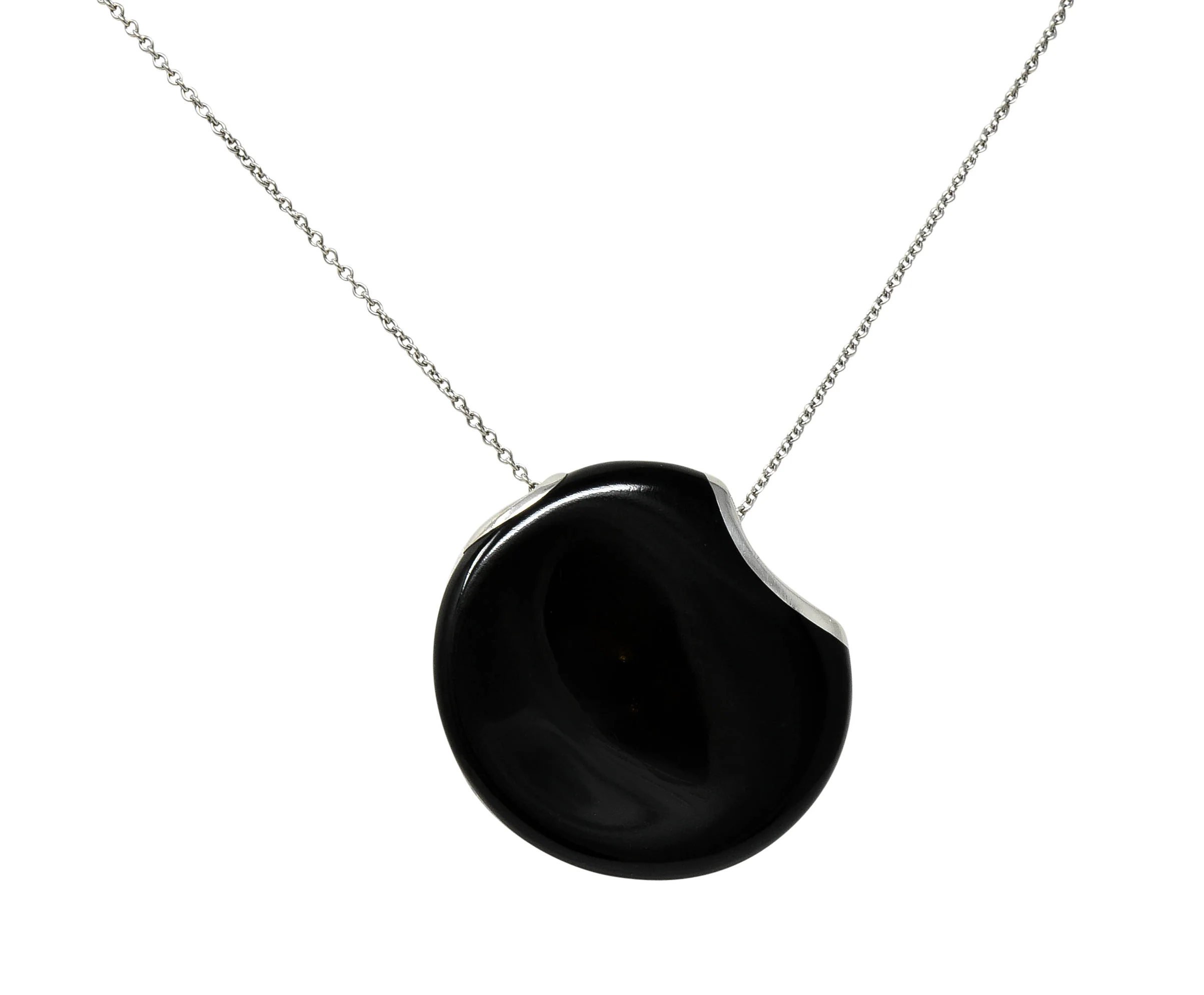 Elsa Peretti Tiffany & Co. Onyx Platinum Touchstone Pendant Necklace - Image 3