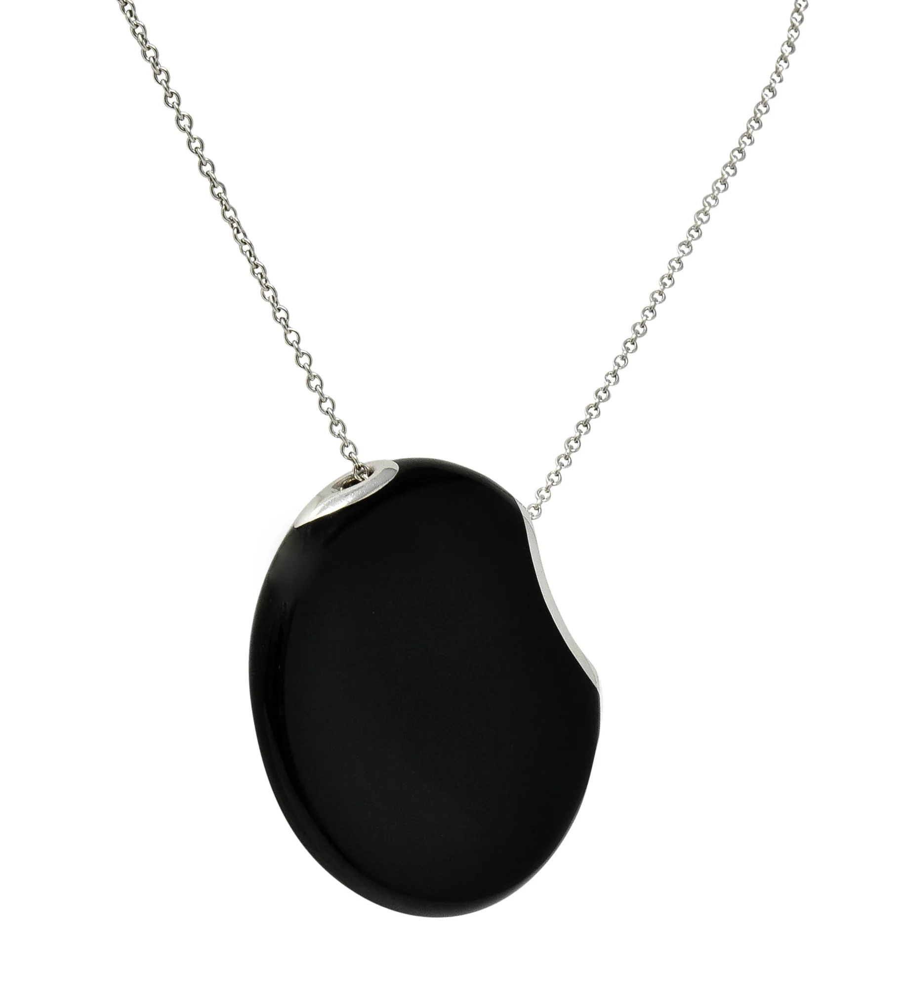 Elsa Peretti Tiffany & Co. Onyx Platinum Touchstone Pendant Necklace - Image 5