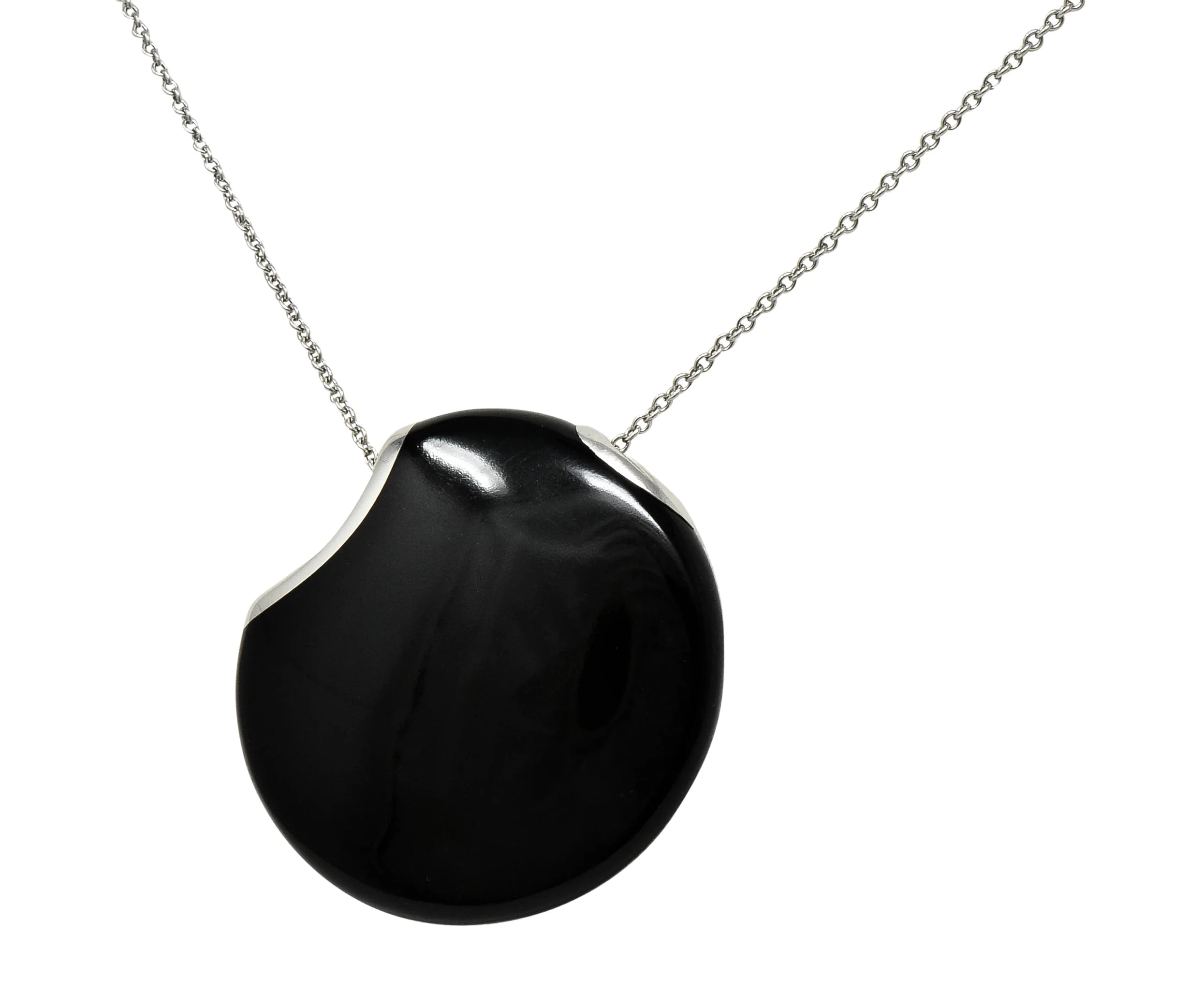 Elsa Peretti Tiffany & Co. Onyx Platinum Touchstone Pendant Necklace - Image 6