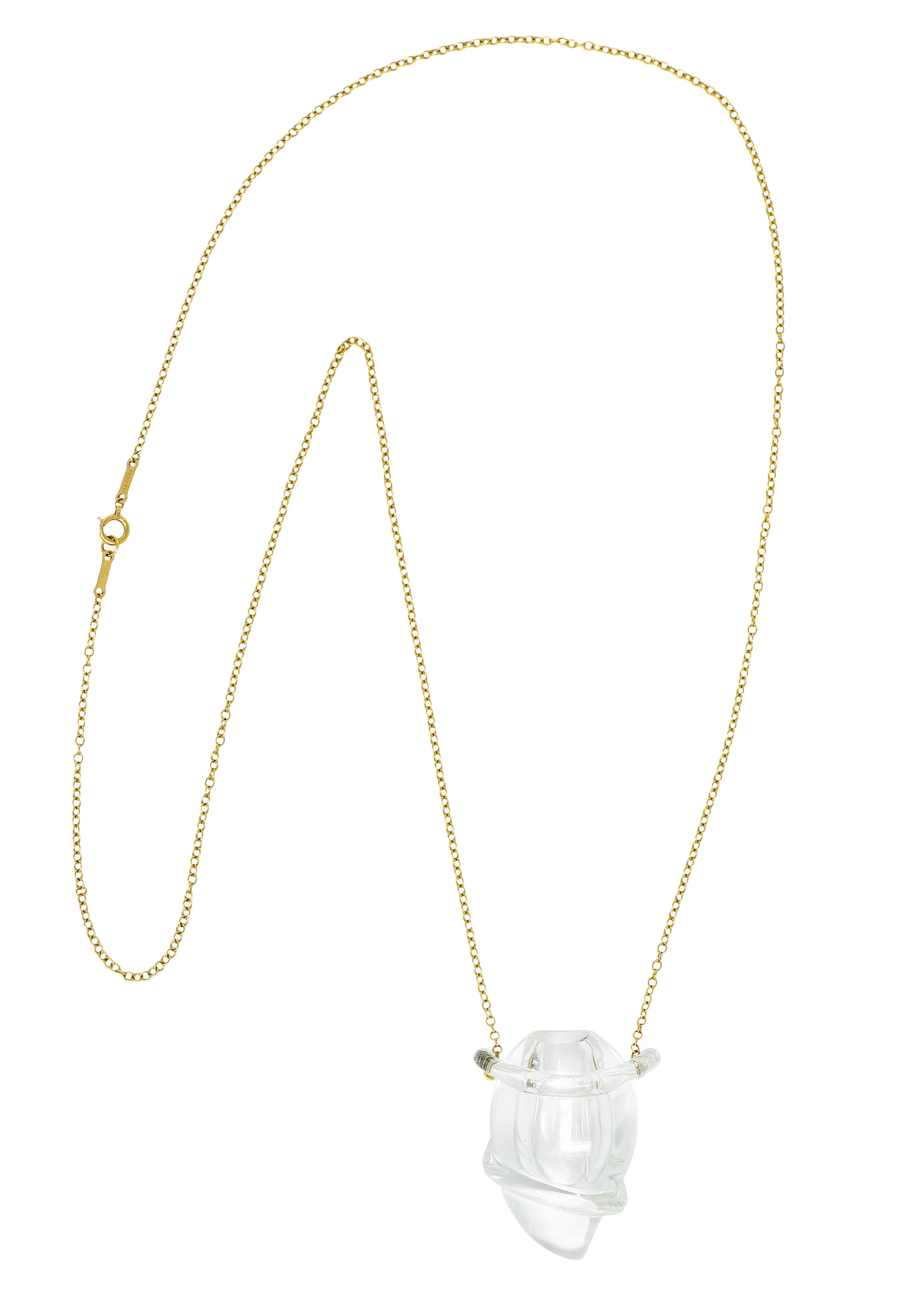Elsa Peretti Tiffany & Co. Rock Crystal Quartz 18 Karat Gold Long Chain Bottle Necklace - Image 2