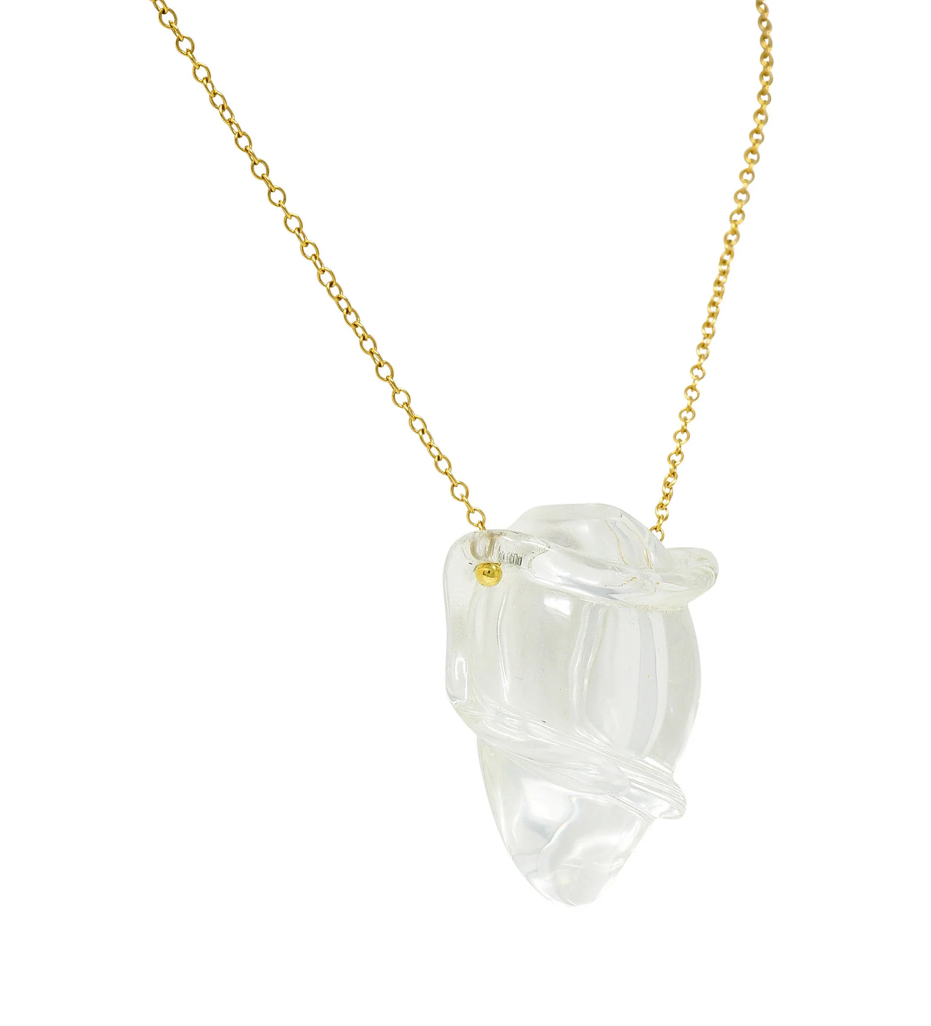 Elsa Peretti Tiffany & Co. Rock Crystal Quartz 18 Karat Gold Long Chain Bottle Necklace - Image 3