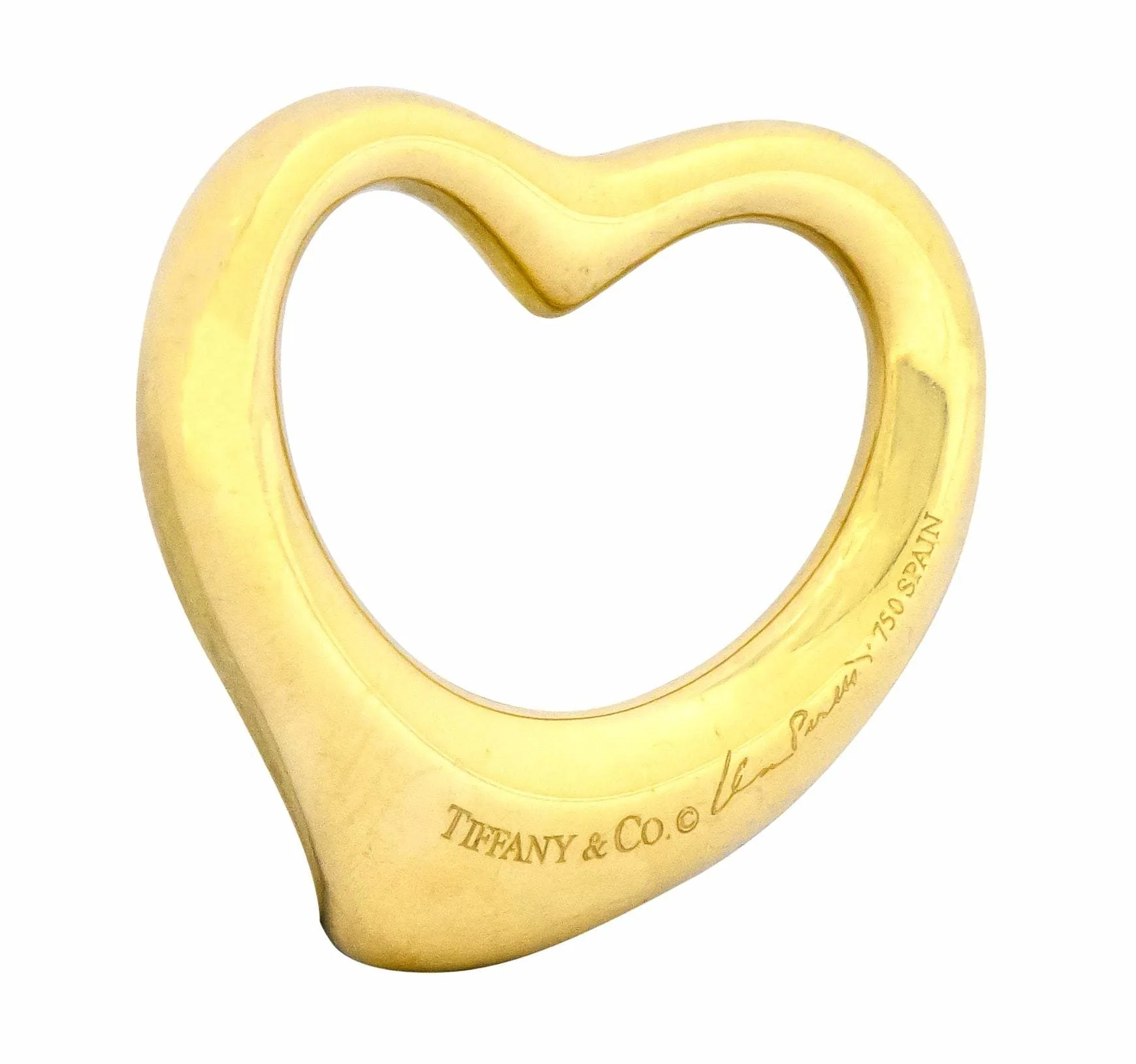 Elsa Peretti Tiffany & Co. Spain 18 Karat Gold 25MM Open Heart Pendant - Image 4
