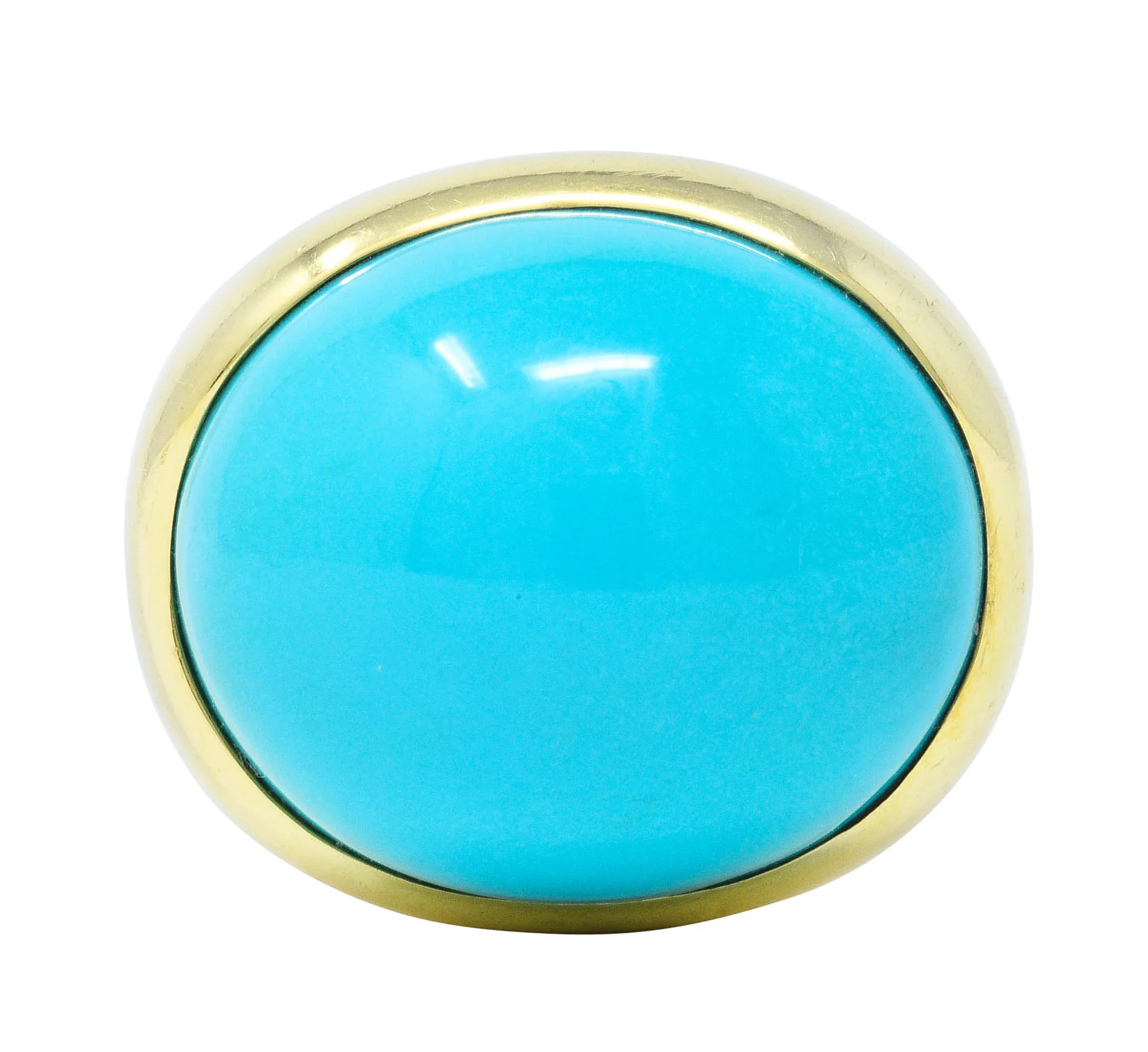 Elsa Peretti Tiffany & Co. Turquoise Cabochon 18 Karat Gold Gemstone Ring - Image 2