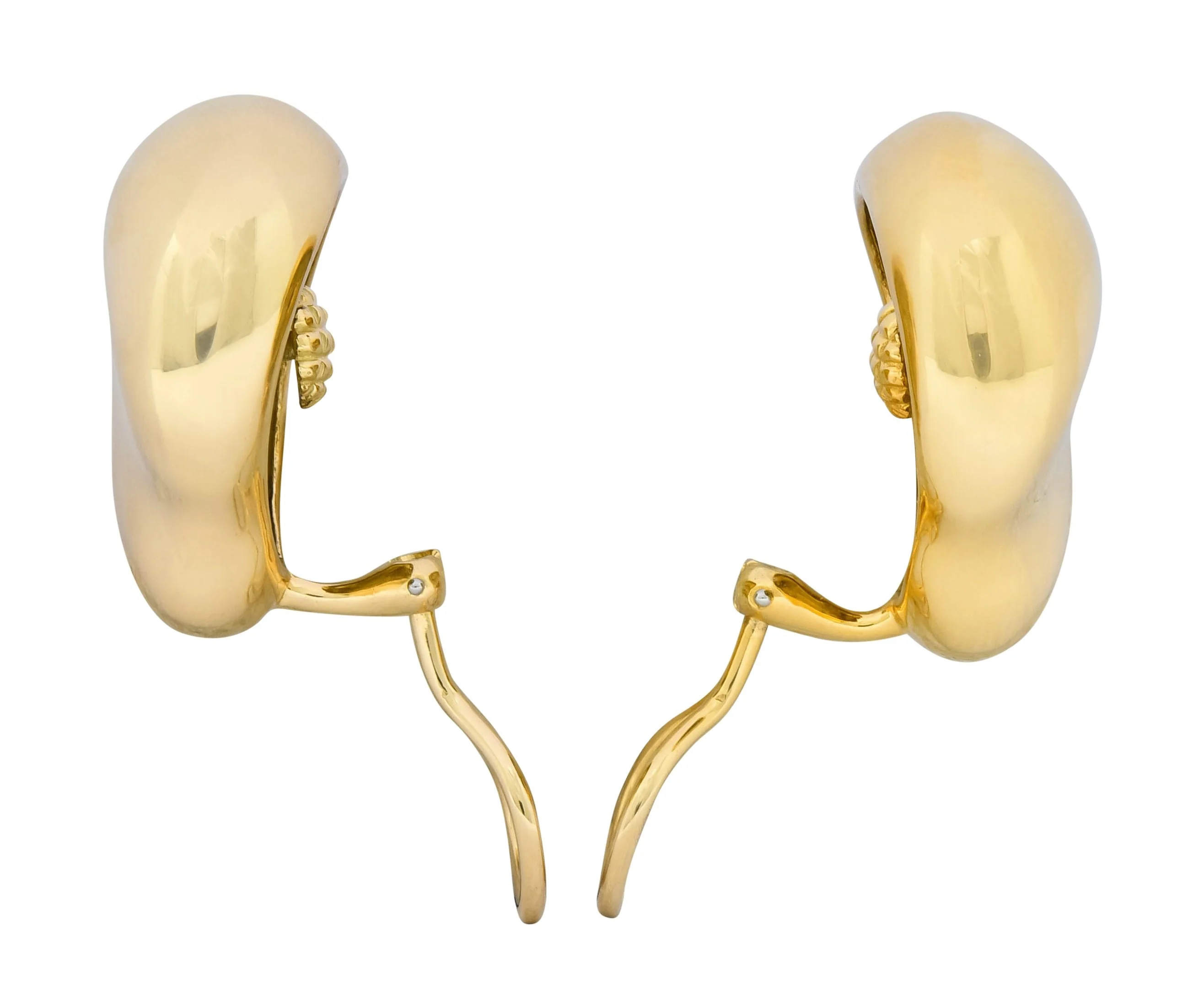 Elsa Peretti Tiffany & Co. Vintage 18 Karat Gold Bean Ear-Clip Earrings - Image 3