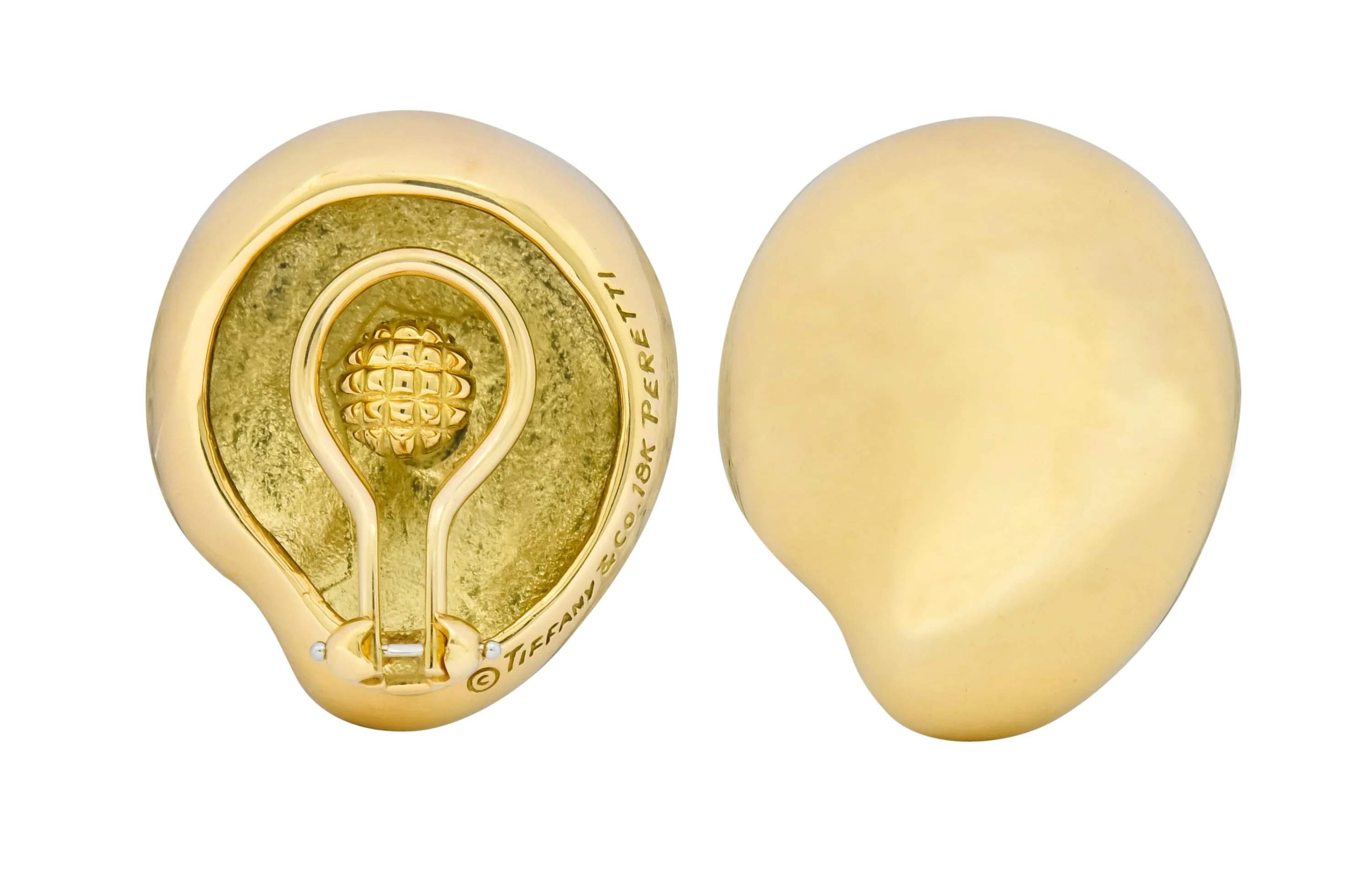 Elsa Peretti Tiffany & Co. Vintage 18 Karat Gold Bean Ear-Clip Earrings - Image 7