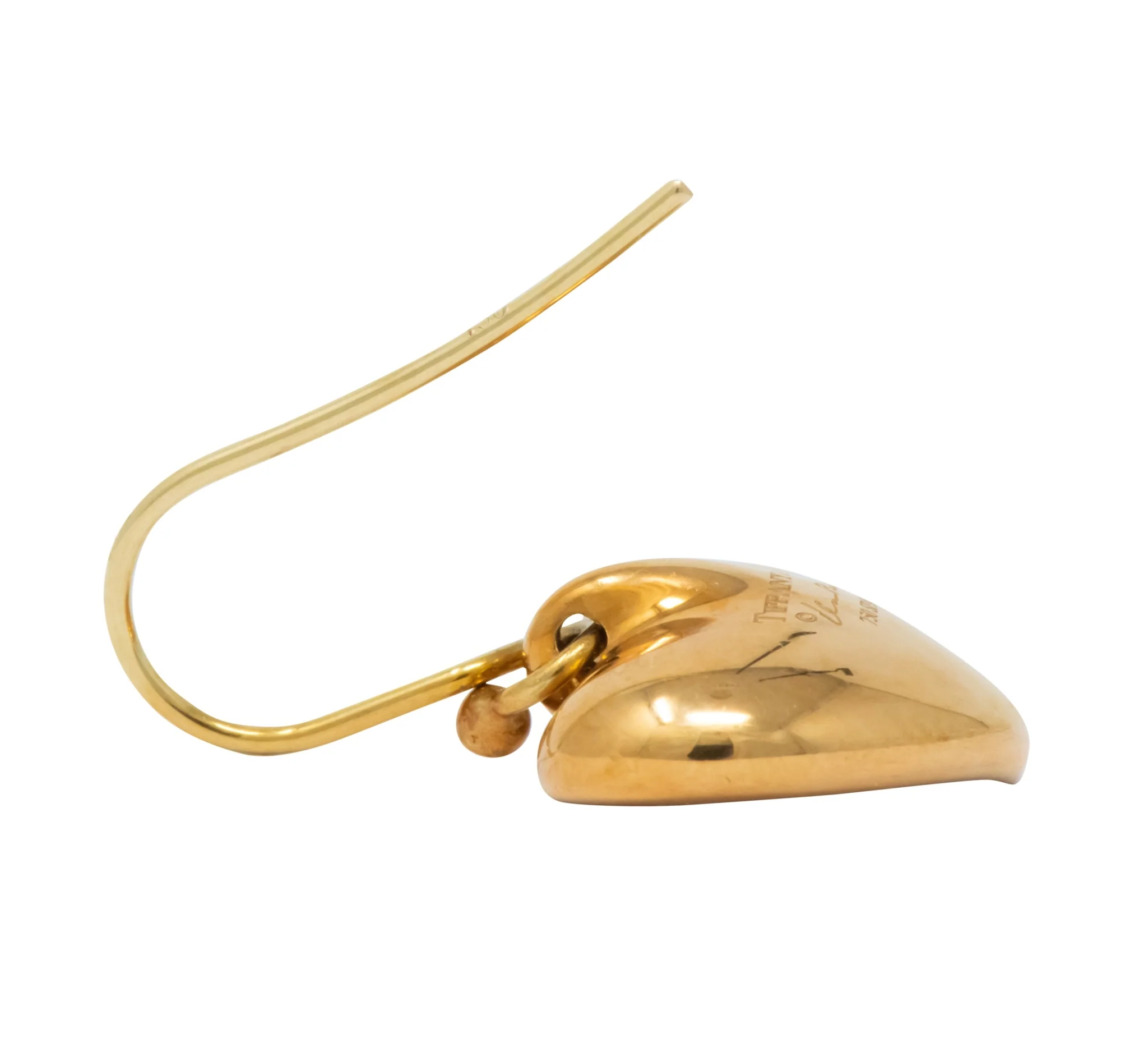 Elsa Peretti Tiffany & Co. Vintage 18 Karat Gold Heart Drop Earrings - Image 3