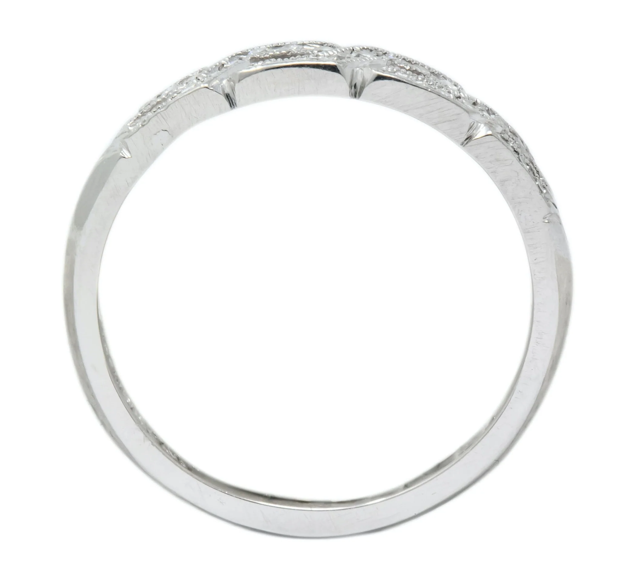 Enchanting Edwardian Diamond Platinum Trellis Band Ring - Image 7
