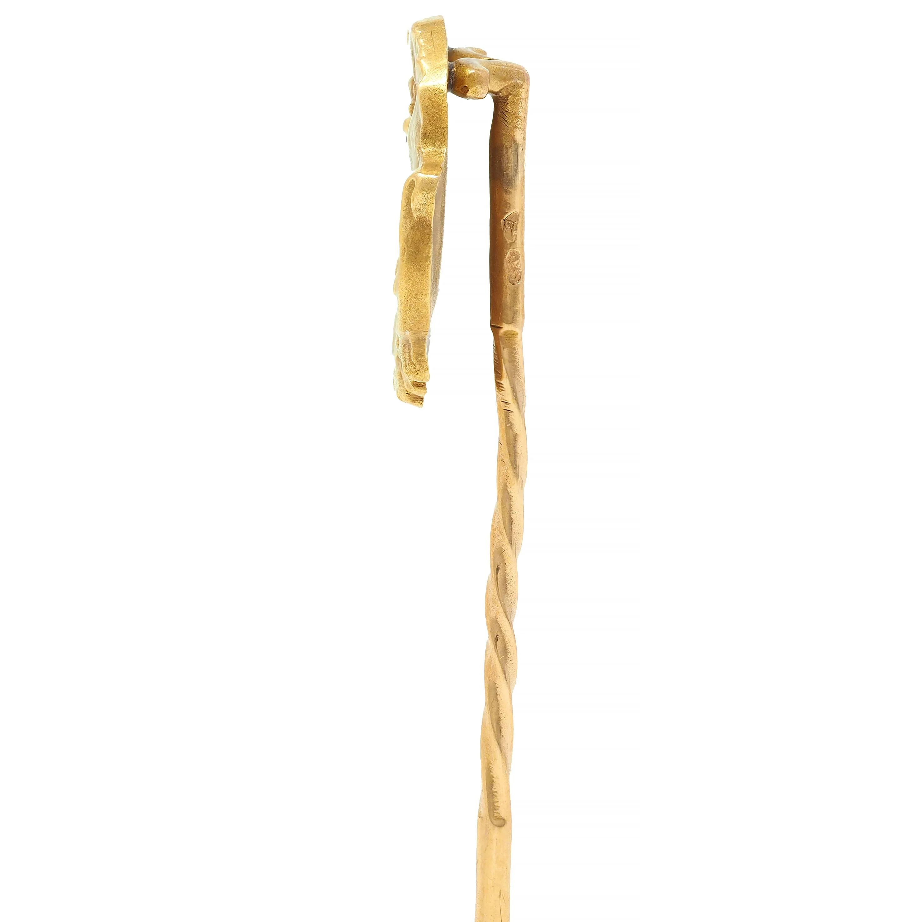 Epinay De Briort French Art Nouveau Diamond 18 Karat Yellow Gold Floral Lady Antique Stickpin - Image 5