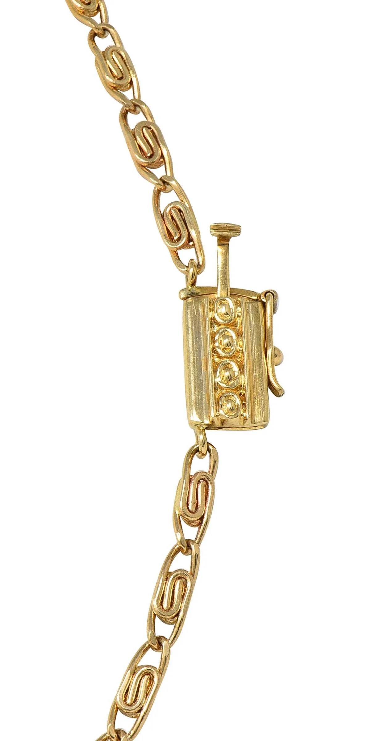 Erté 1970's Diamond Onyx Mother-Of-Pearl 14K Gold Vintage Aventurine Sautoir Necklace - Image 12