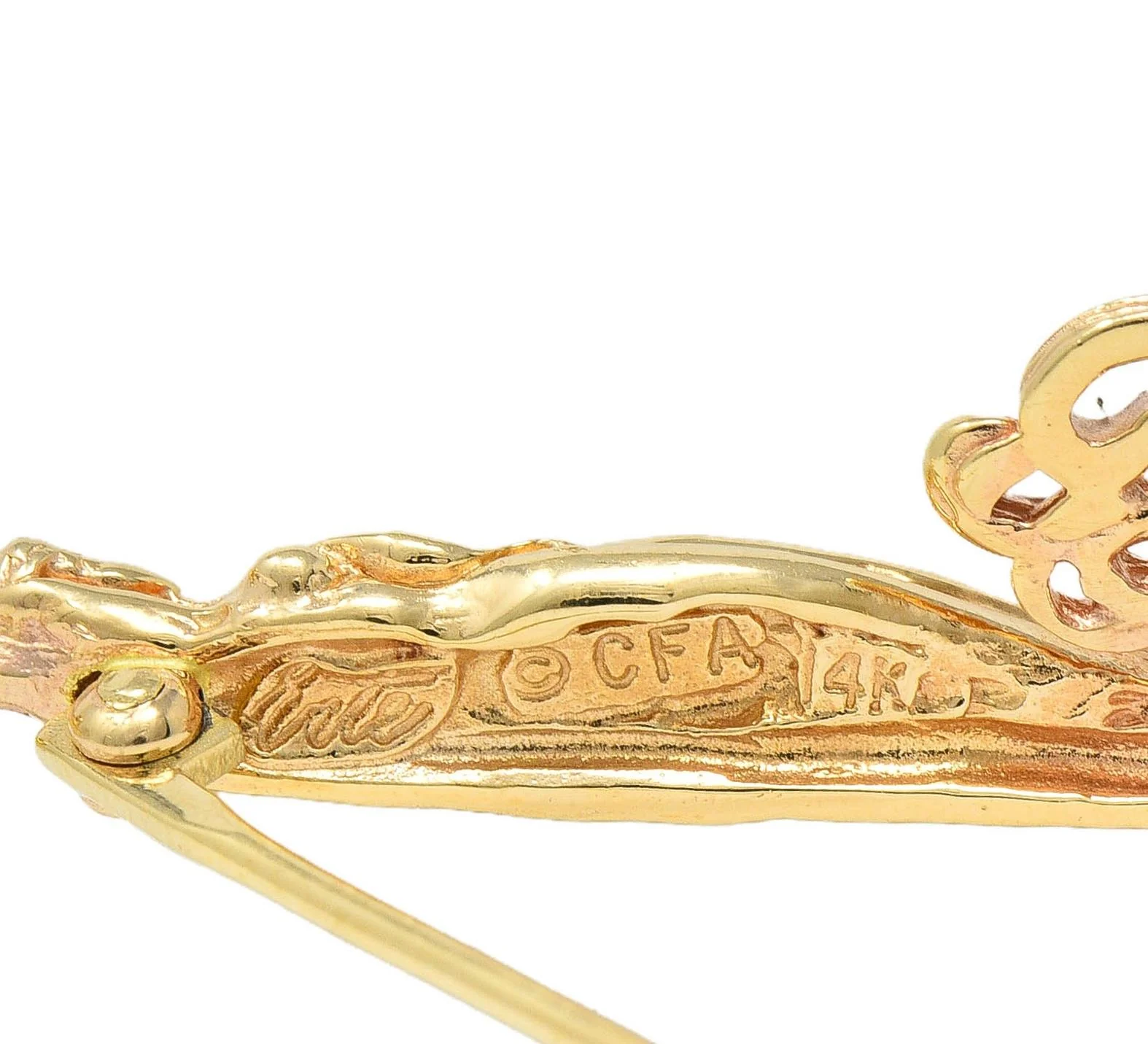 Erté 2002 0.56 CTW Diamond 14 Karat Two-Tone Gold Alphabet J Lady Brooch Necklace - Image 10