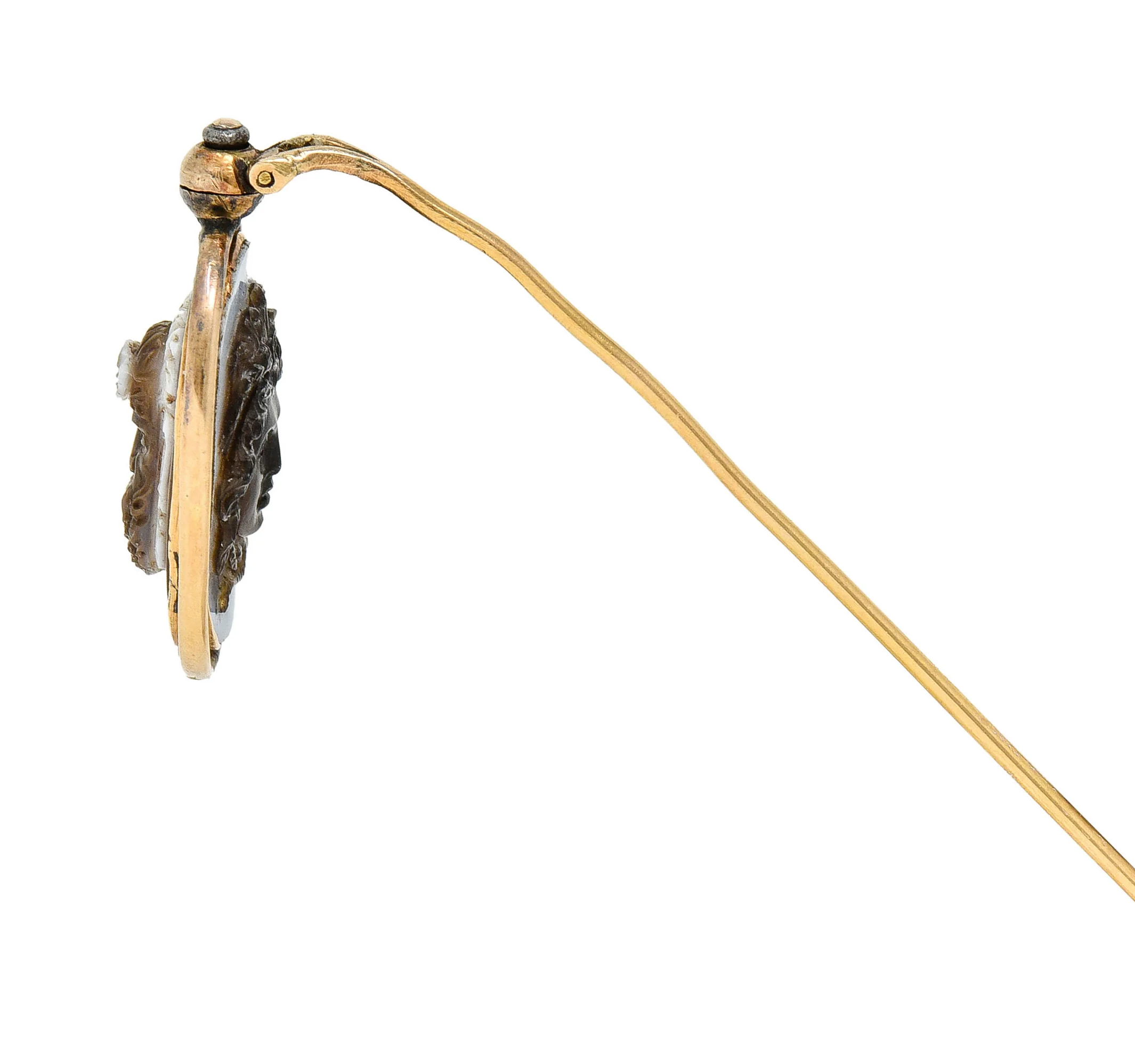 Exceptional Victorian Agate Cameo 18 Karat Gold Mythology Perseus & Medusa Stickpin - Image 10