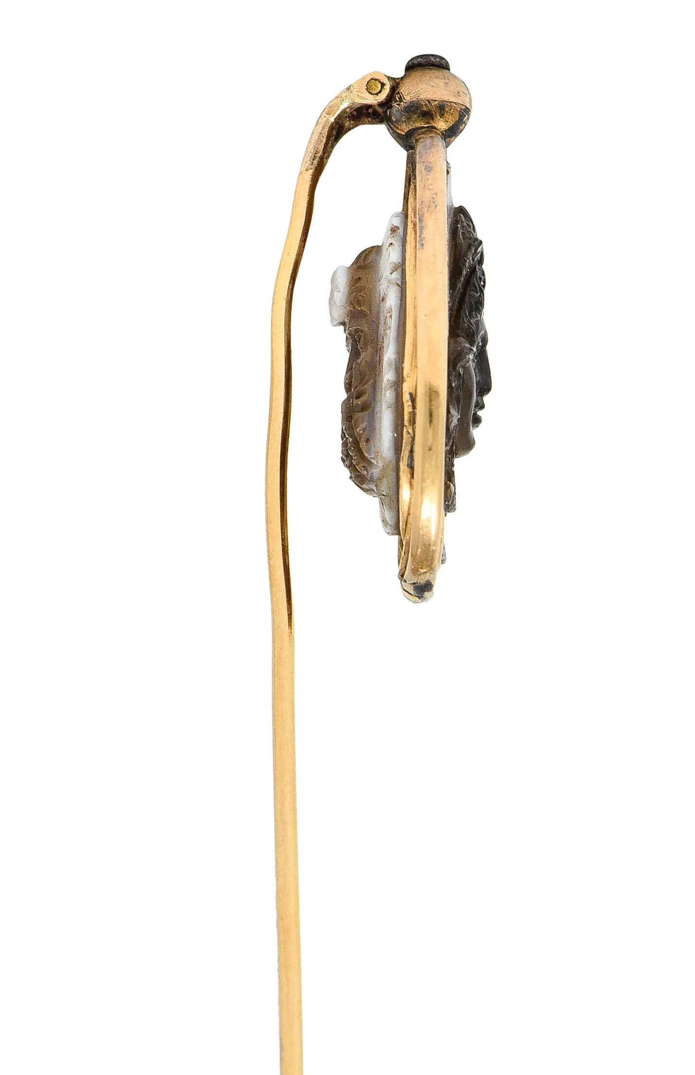 Exceptional Victorian Agate Cameo 18 Karat Gold Mythology Perseus & Medusa Stickpin - Image 5