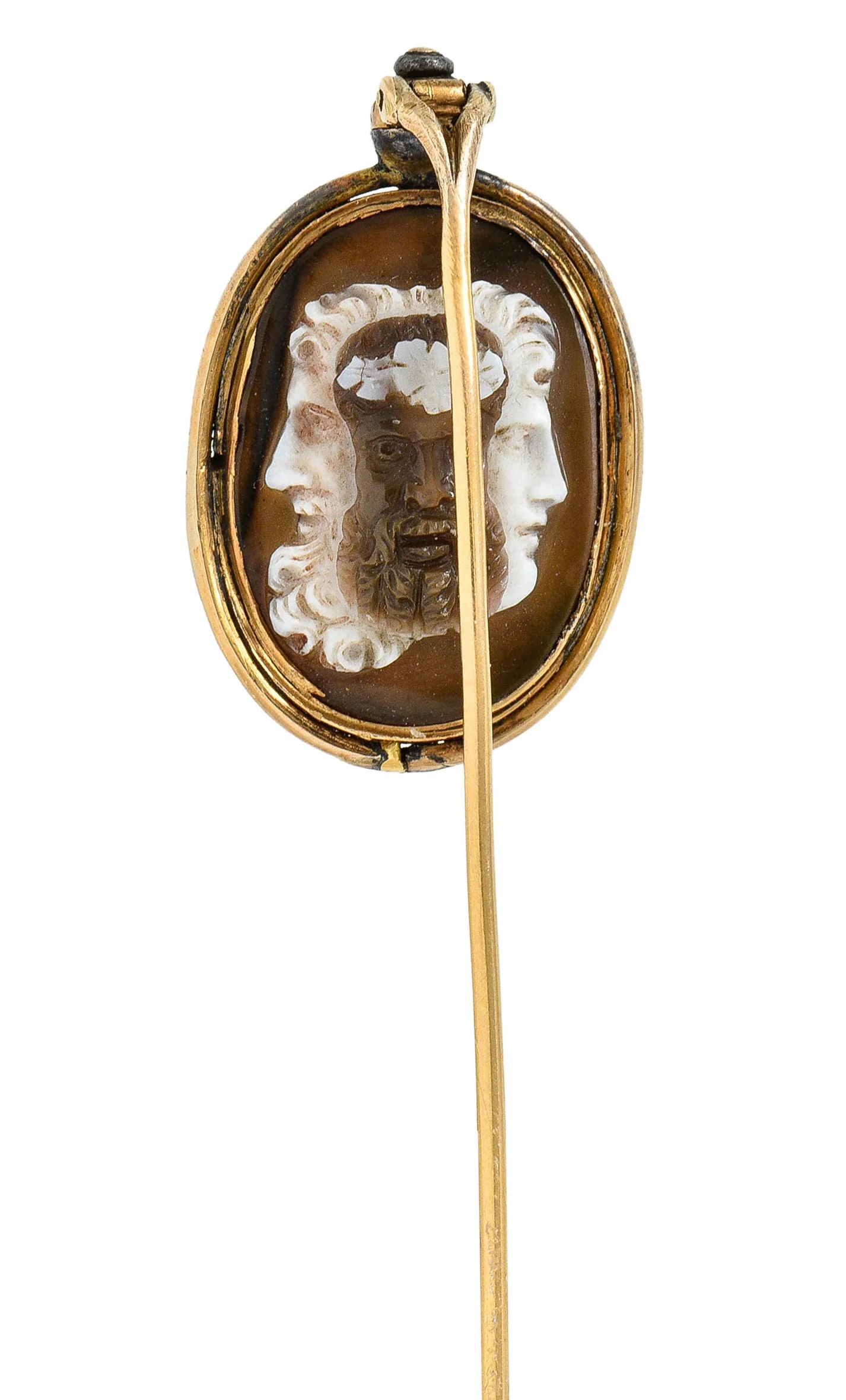 Exceptional Victorian Agate Cameo 18 Karat Gold Mythology Perseus & Medusa Stickpin - Image 6