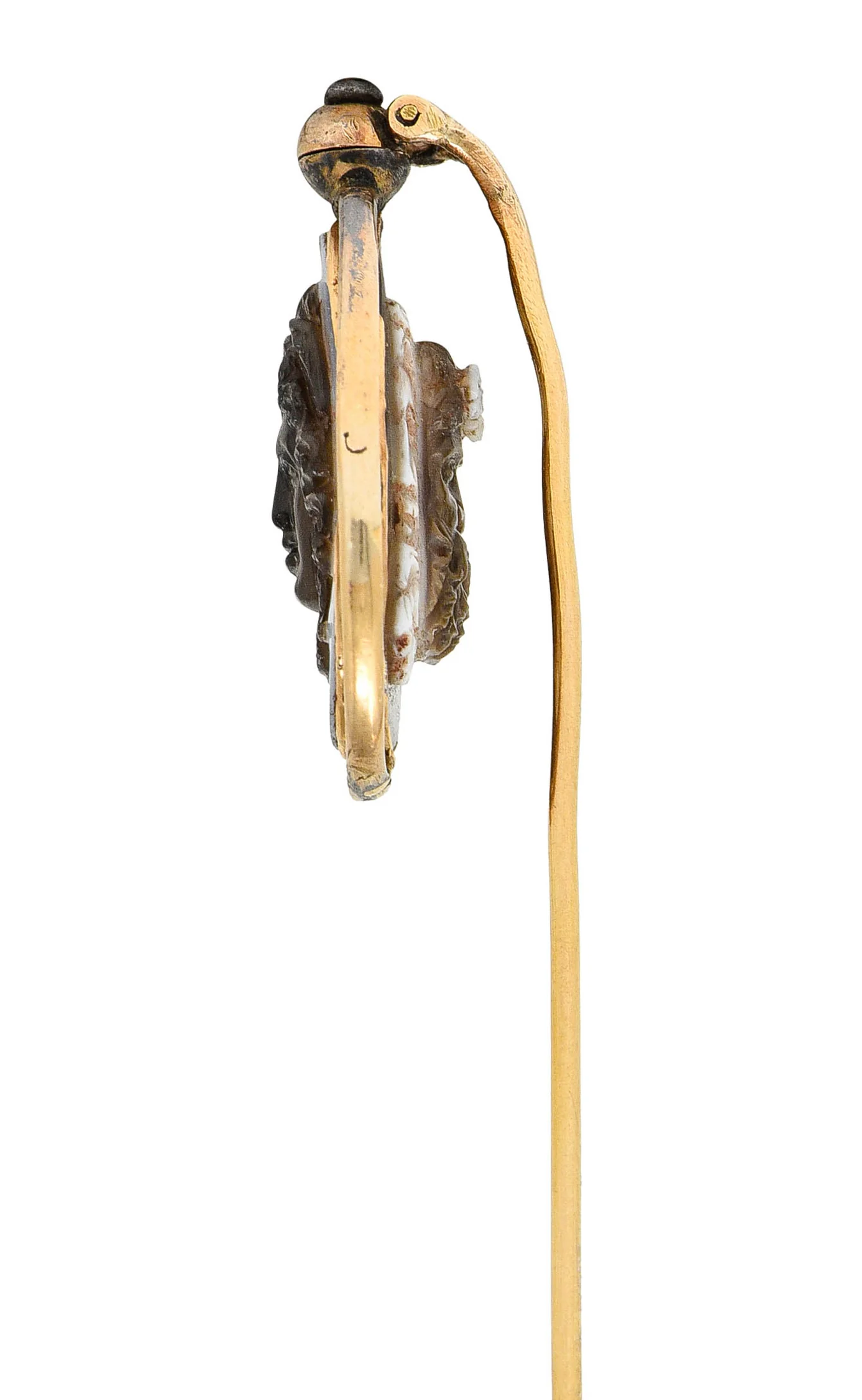 Exceptional Victorian Agate Cameo 18 Karat Gold Mythology Perseus & Medusa Stickpin - Image 8