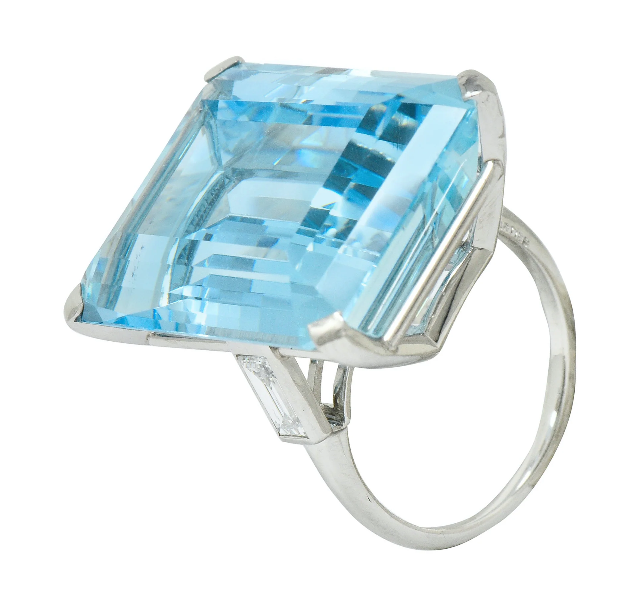 Exquisite Cartier 36.09 CTW Aquamarine Diamond Platinum Retro Cocktail Ring - Image 10