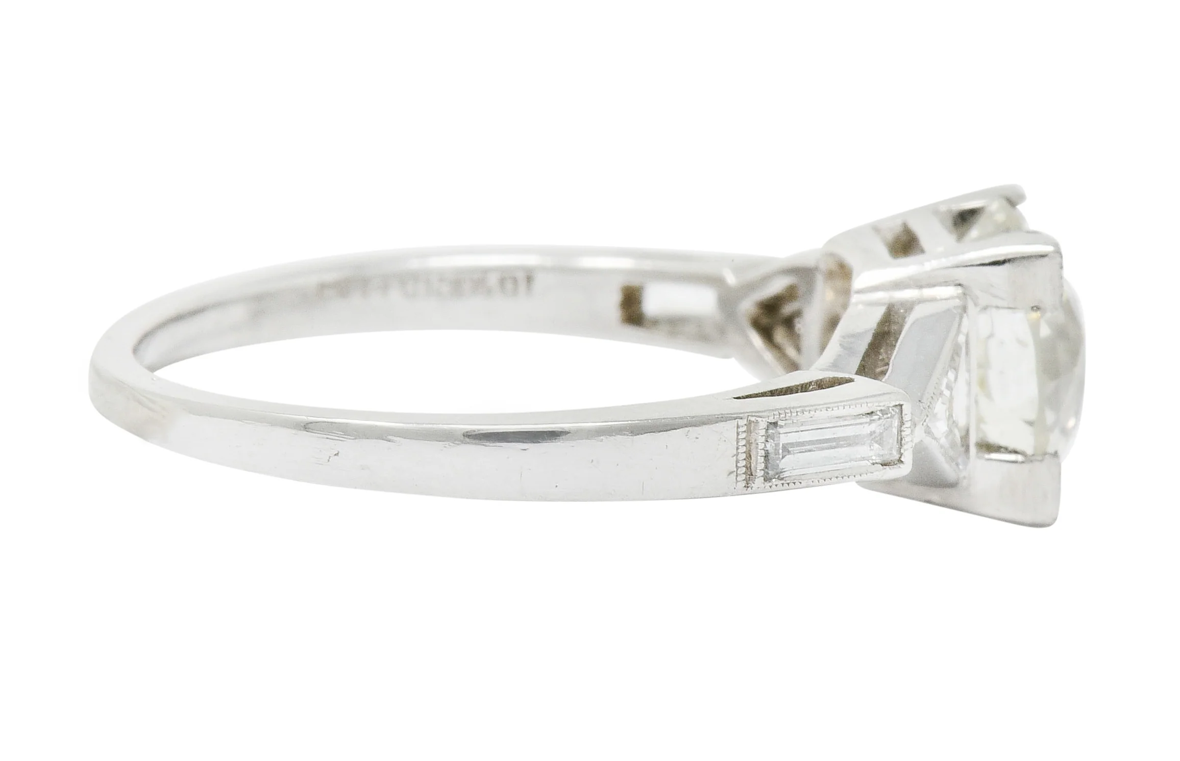 Exquisite Retro 2.08 CTW Diamond Platinum Trillion Engagement Ring GIA - Image 3