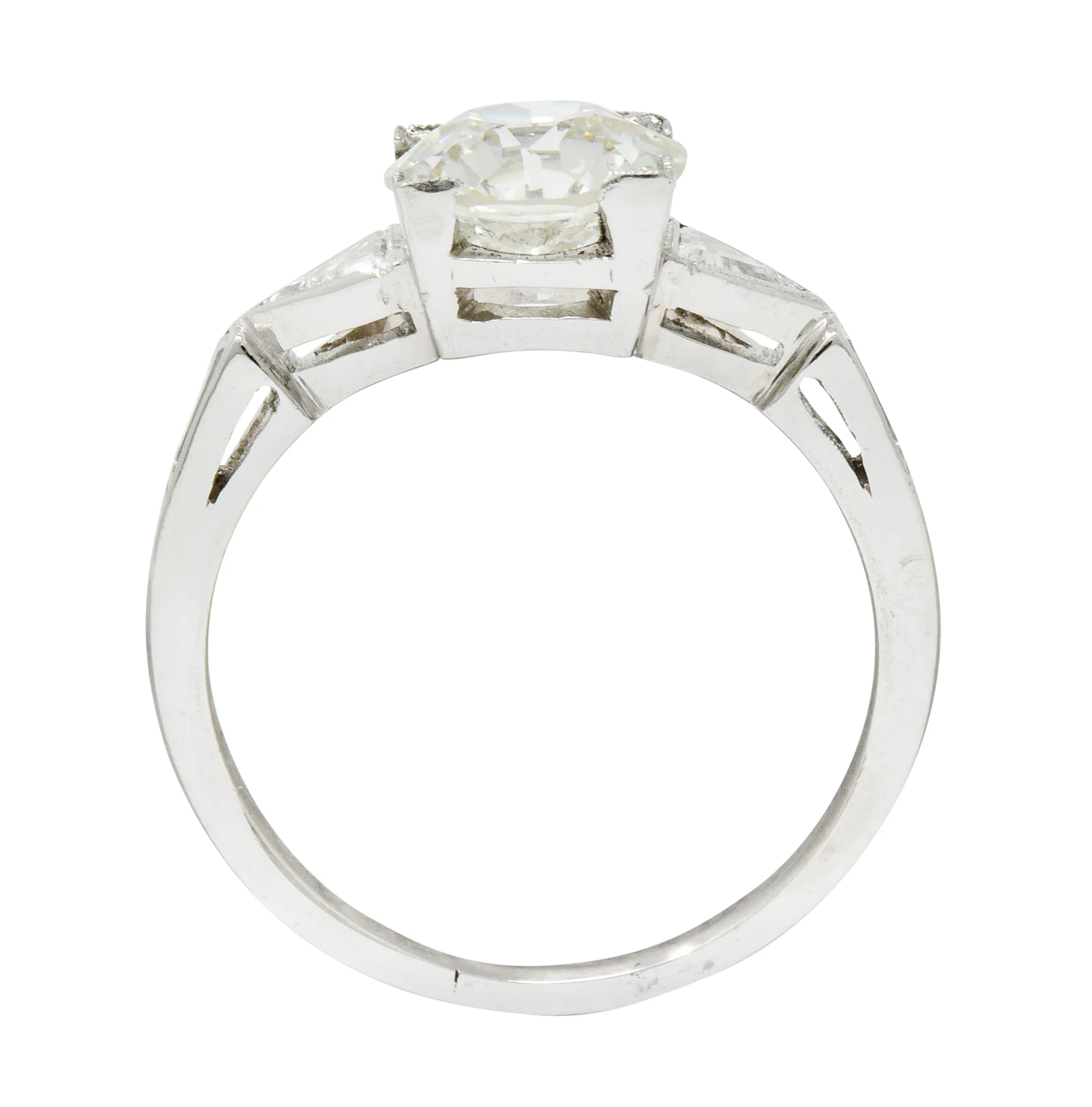 Exquisite Retro 2.08 CTW Diamond Platinum Trillion Engagement Ring GIA - Image 8