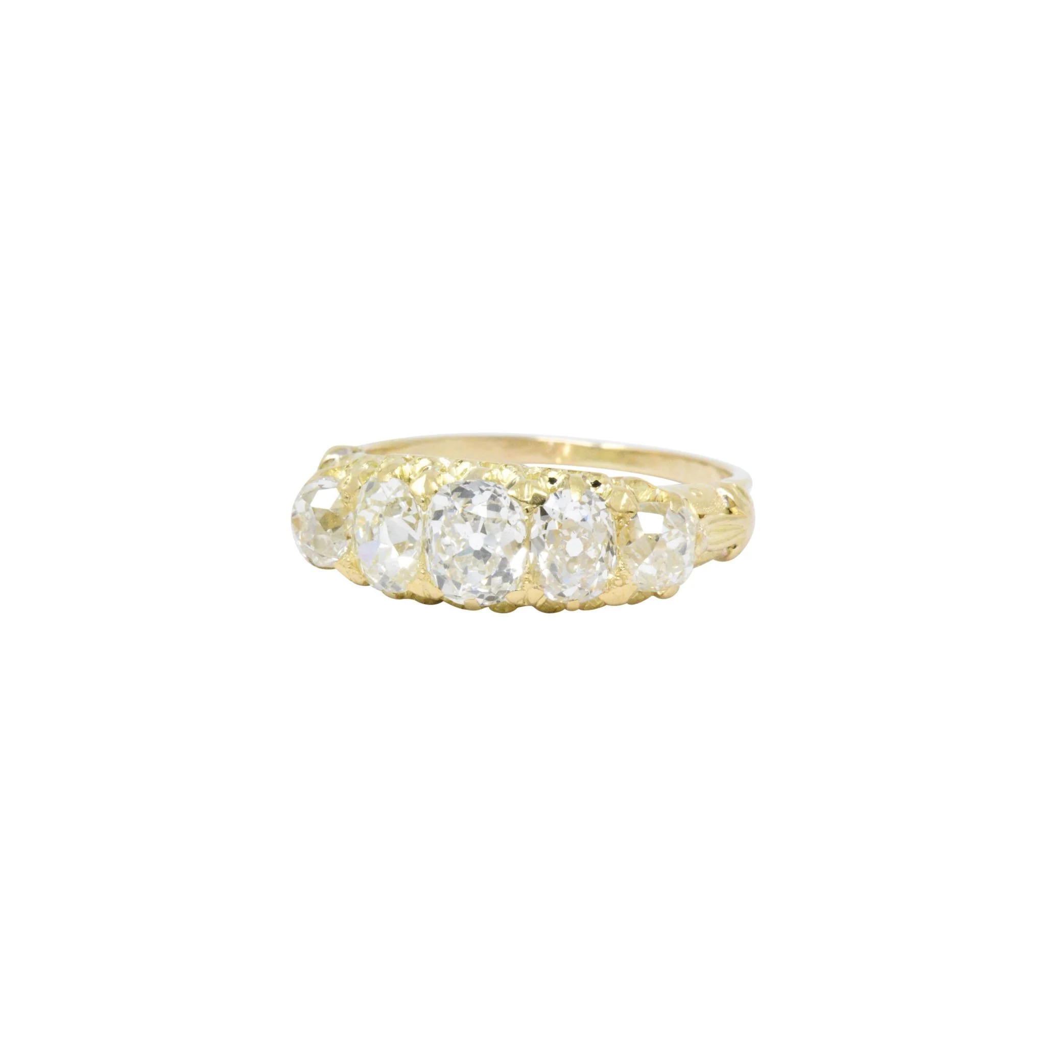 Exquisite Victorian 4.70 CTW Old Mine Diamond 14 Karat Gold Band Ring - Image 8