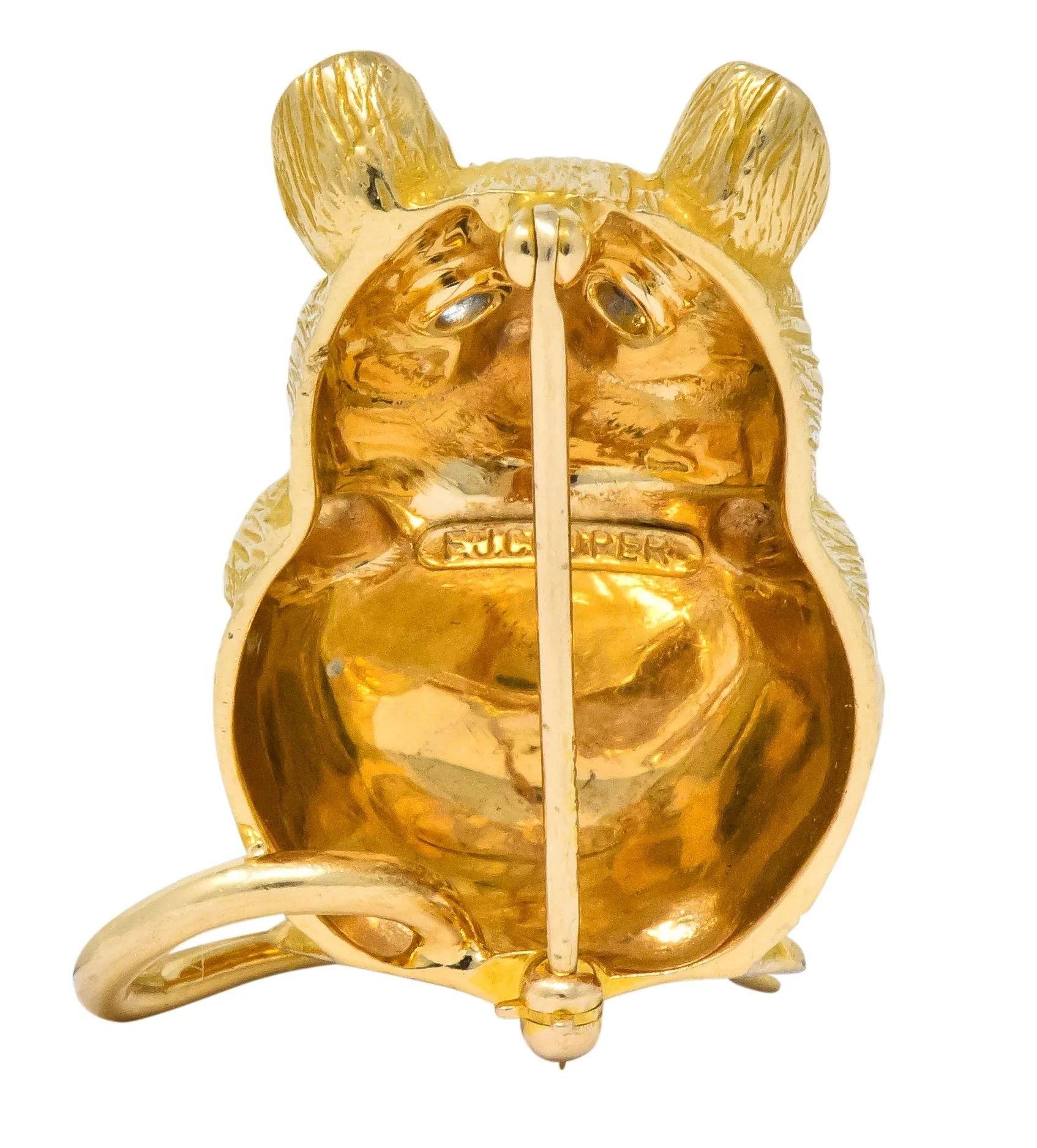 F.J. Cooper Retro Sapphire 14 Karat Gold Mouse Brooch - Image 4