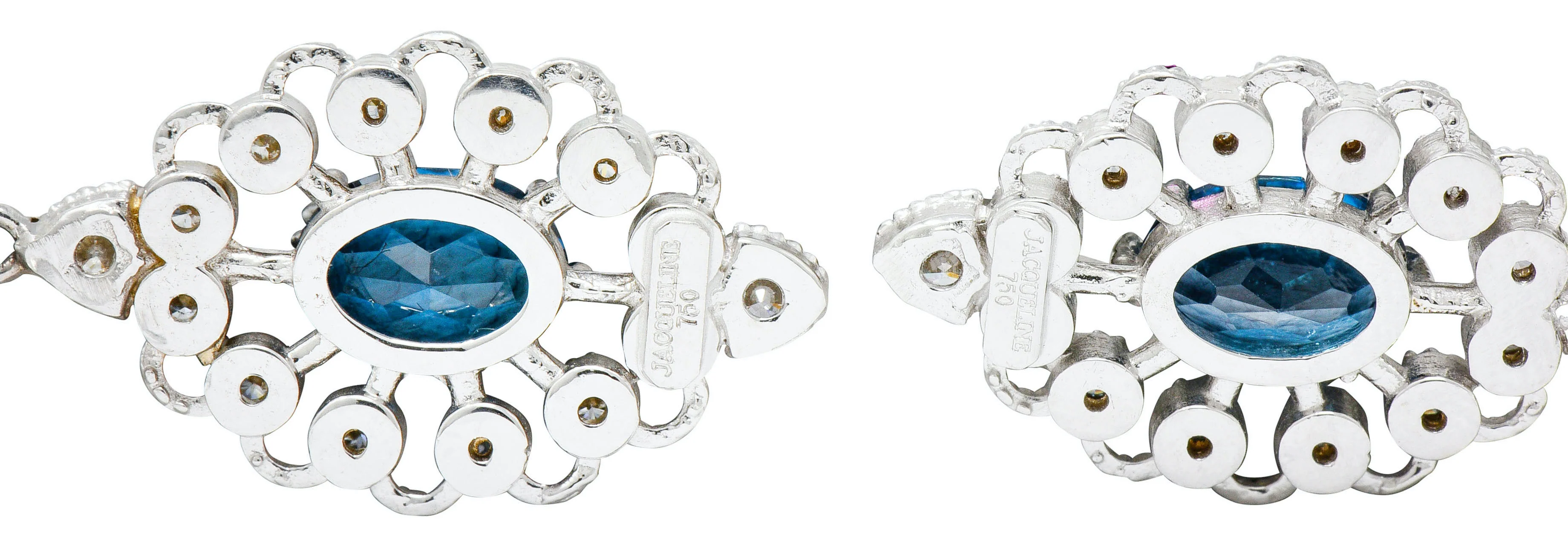 Fanciful London Blue Topaz Diamond 18 Karat Gold Drop Earrings - Image 4