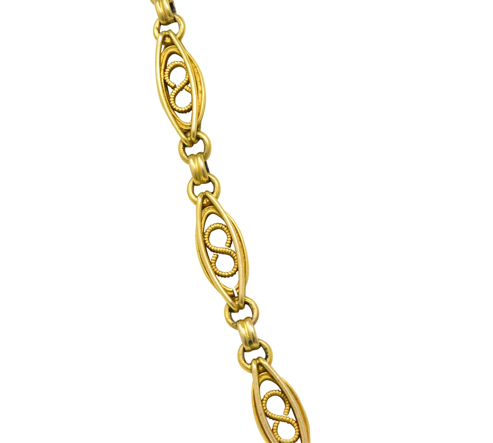 Fancy Victorian 18 Karat Gold Chain Necklace - Image 2