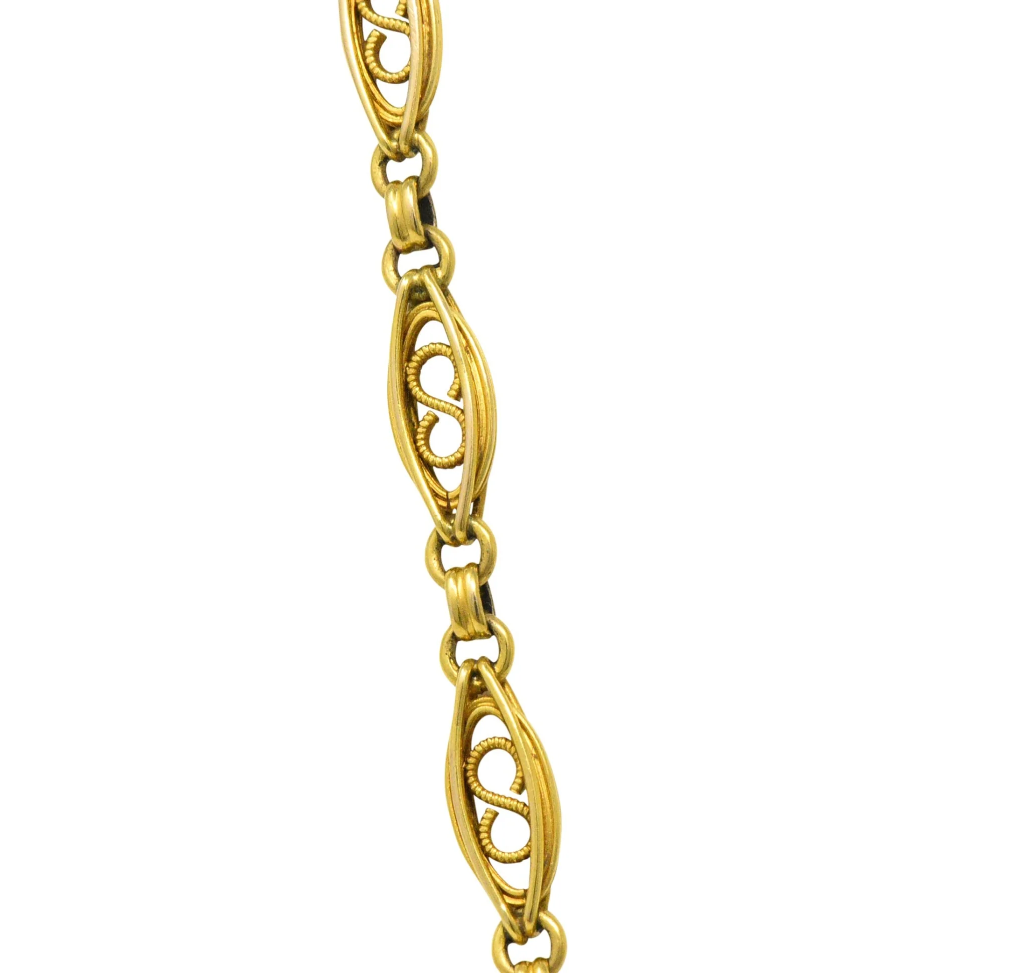 Fancy Victorian 18 Karat Gold Chain Necklace - Image 3