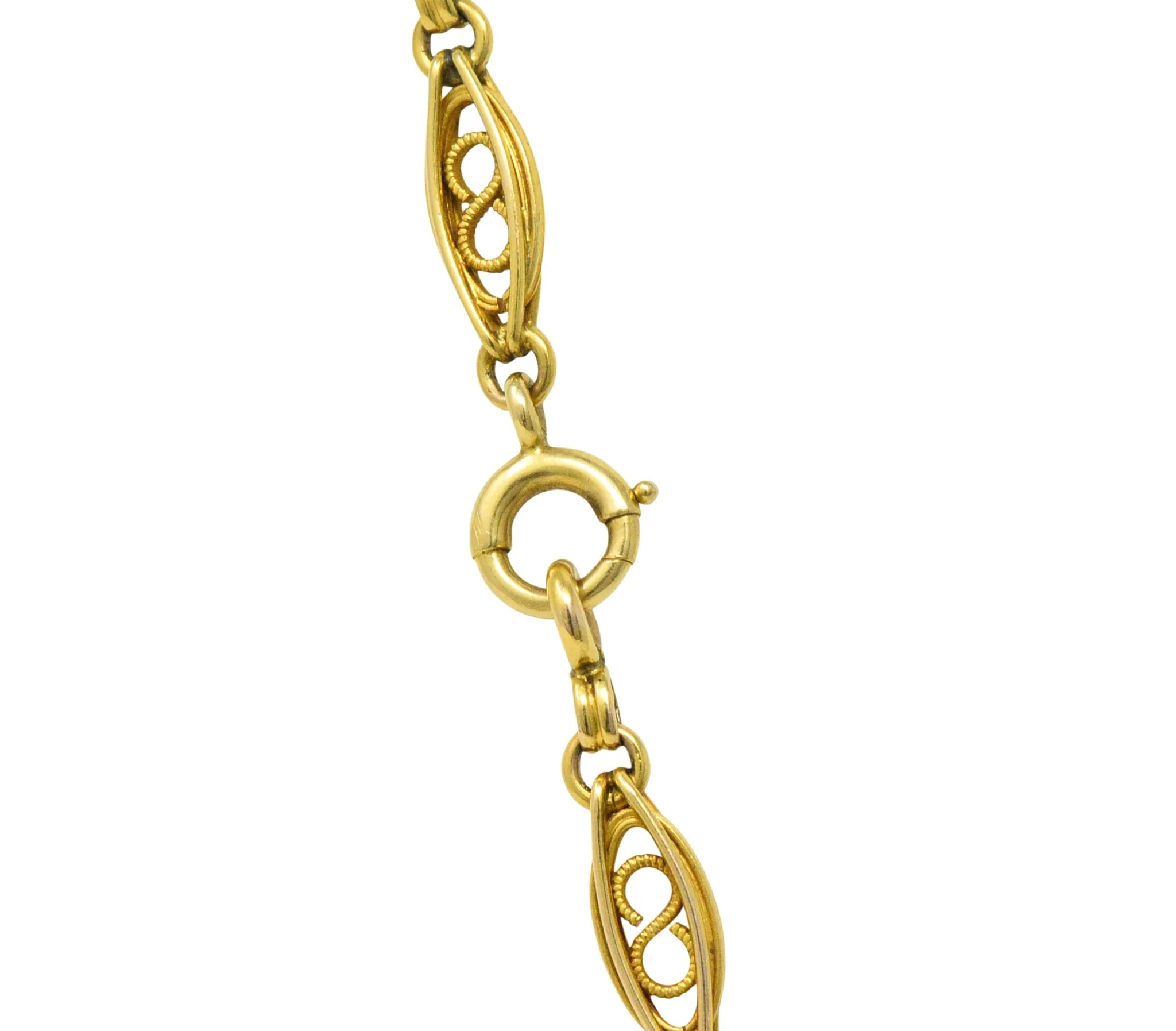 Fancy Victorian 18 Karat Gold Chain Necklace - Image 4